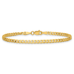 14K 9 inch 2.9mm Flat Beveled Curb with Lobster Clasp Anket