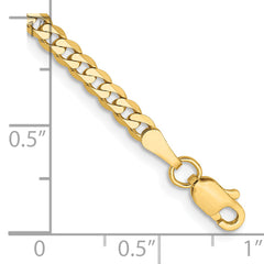 14K 9 inch 2.9mm Flat Beveled Curb with Lobster Clasp Anket