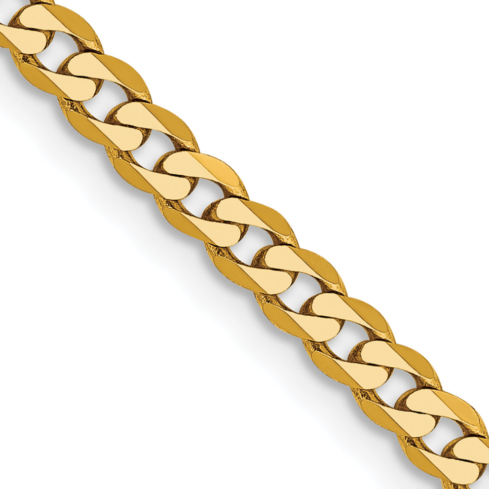 14K 2.9mm Flat Beveled Curb with Lobster Clasp Chain