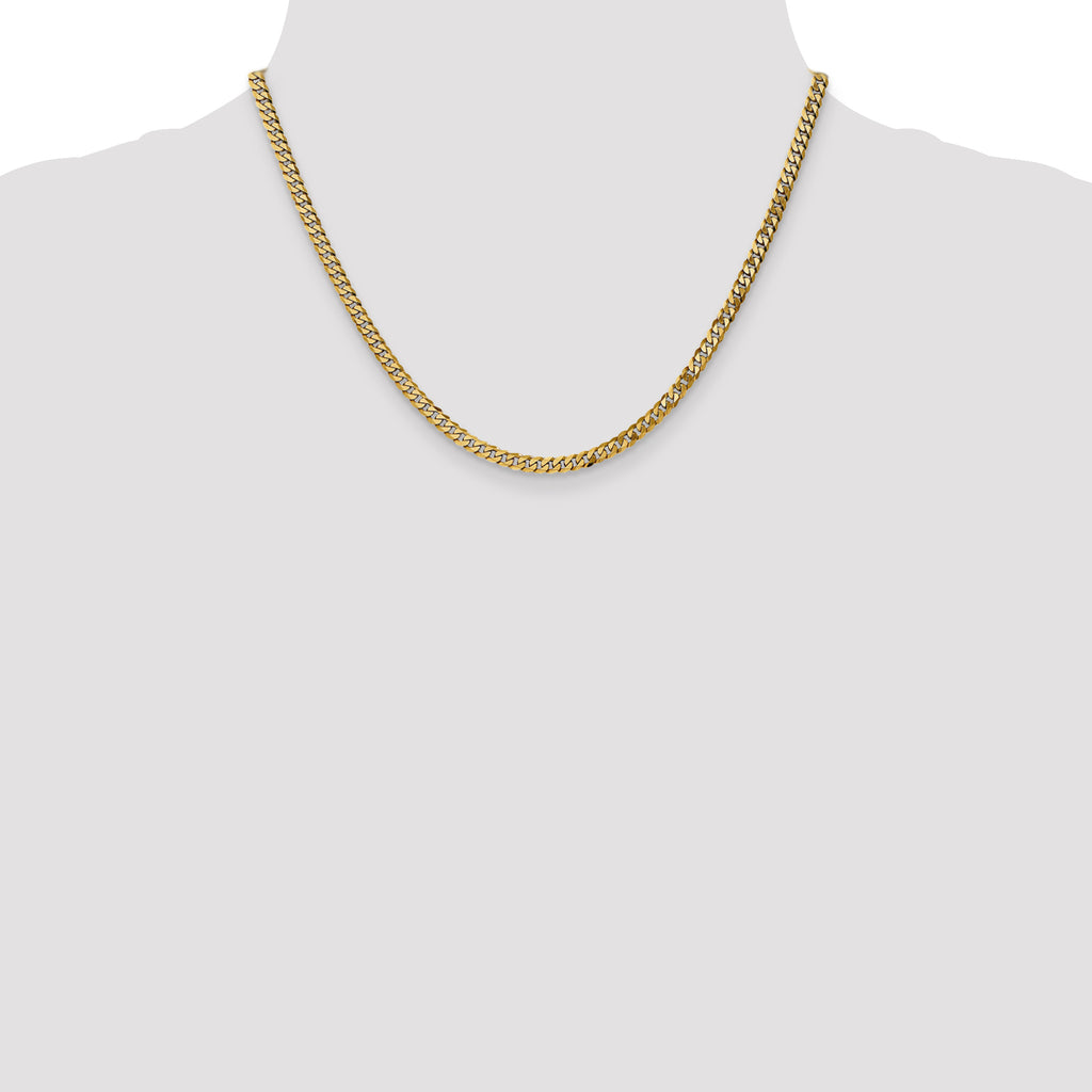 14K 3.9mm Flat Beveled Curb with Lobster Clasp Chain