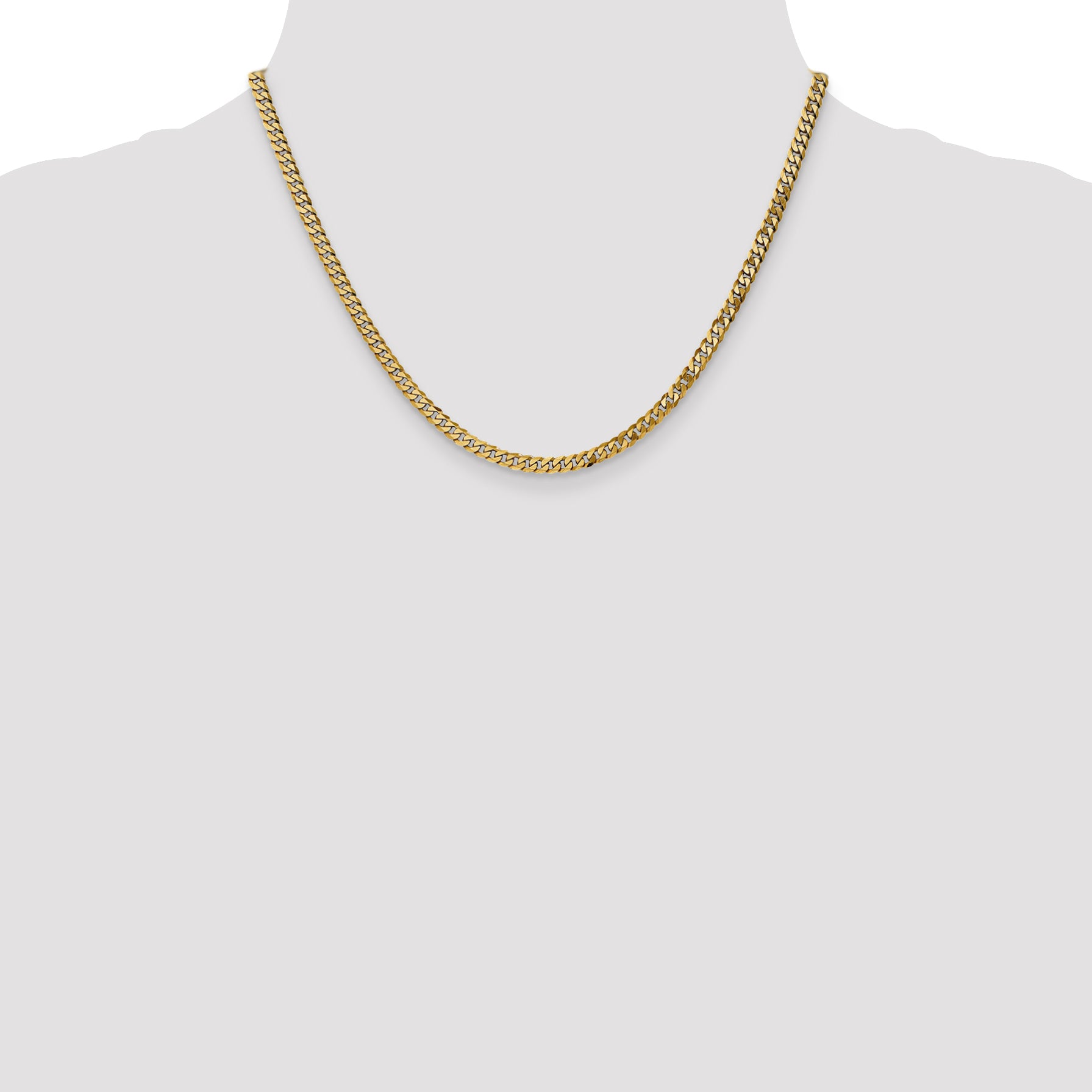14K 18 inch 3.9mm Flat Beveled Curb with Lobster Clasp Chain