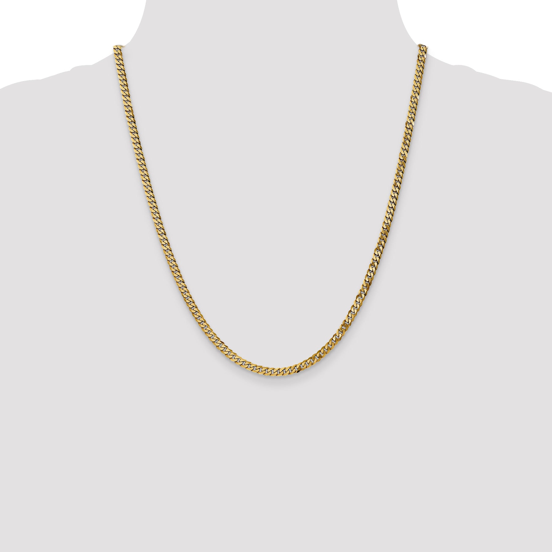 14K 22 inch 3.9mm Flat Beveled Curb with Lobster Clasp Chain