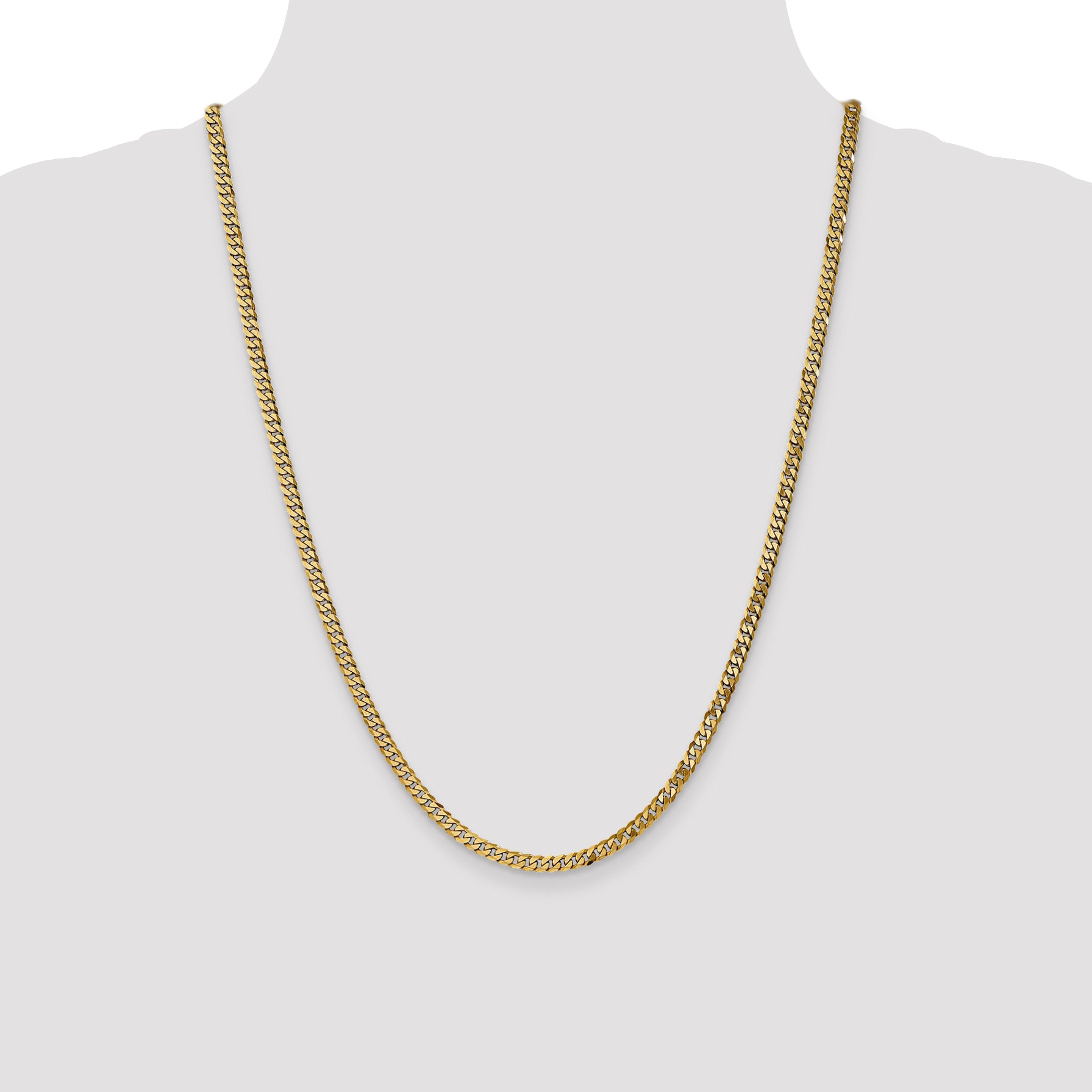 14K 3.9mm Flat Beveled Curb with Lobster Clasp Chain