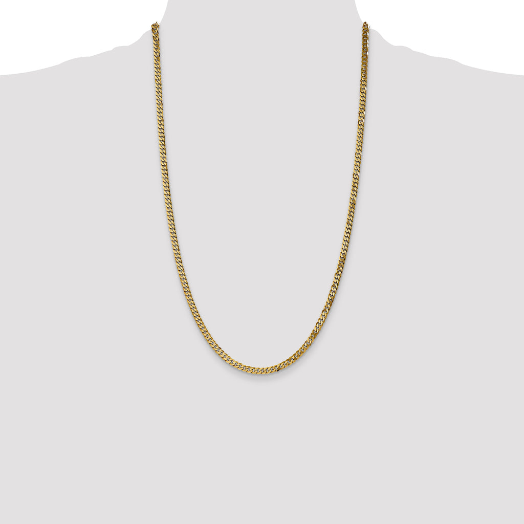 14K 3.9mm Flat Beveled Curb with Lobster Clasp Chain
