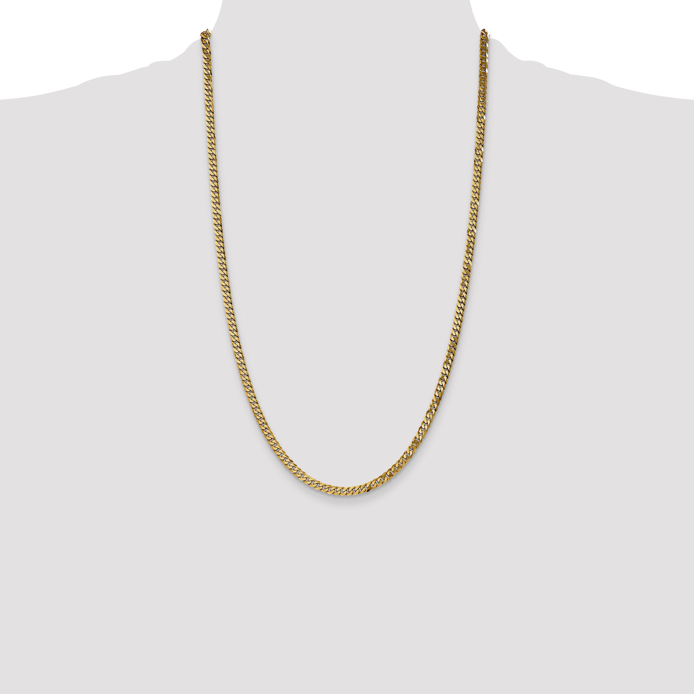 14K 3.9mm Flat Beveled Curb with Lobster Clasp Chain