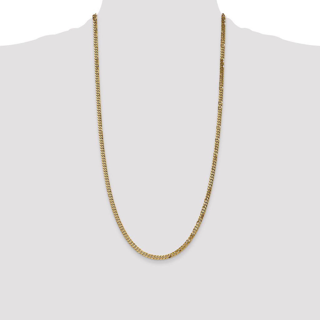 14K 3.9mm Flat Beveled Curb with Lobster Clasp Chain