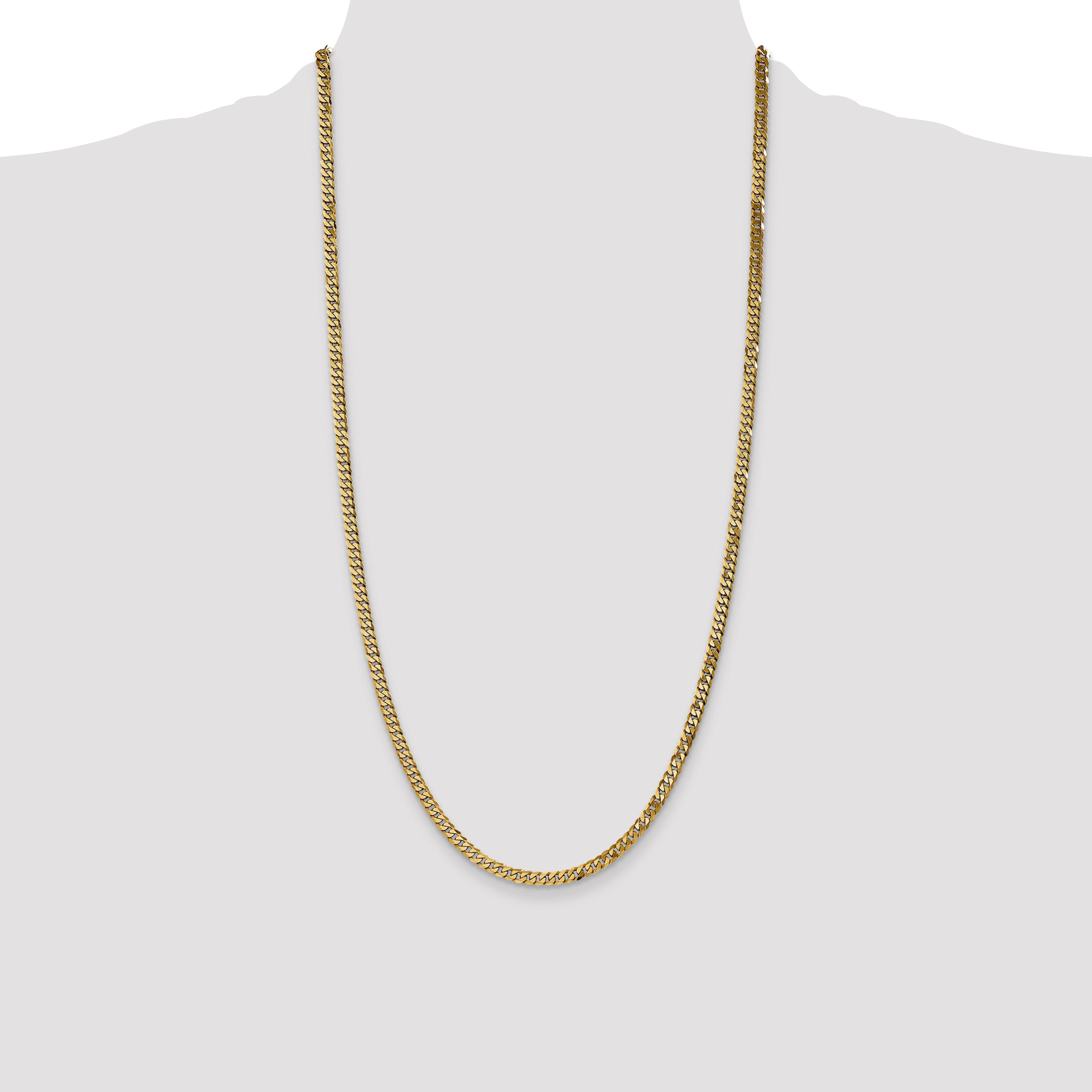 14K 3.9mm Flat Beveled Curb with Lobster Clasp Chain