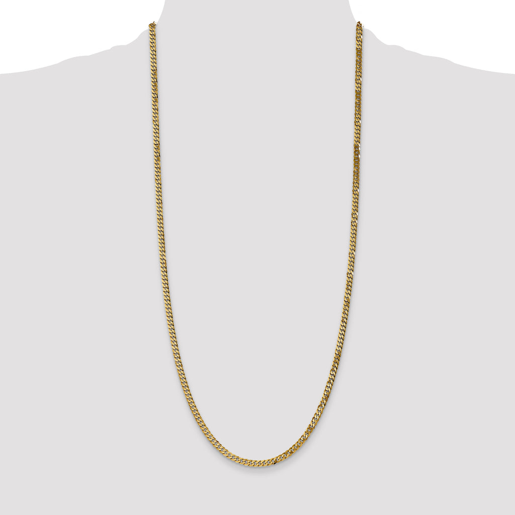 14K 3.9mm Flat Beveled Curb with Lobster Clasp Chain