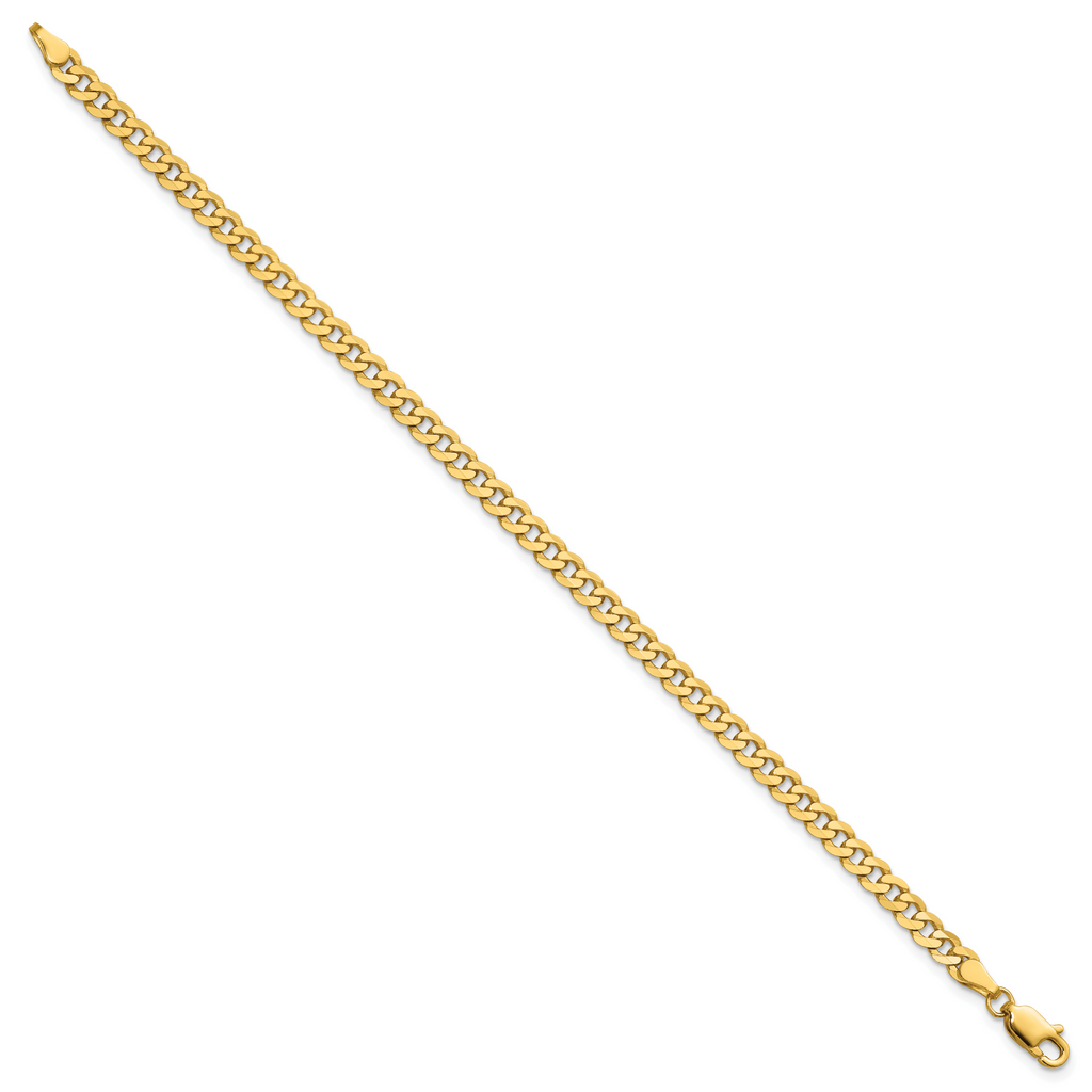 14K Yellow Gold Solid Curb Chain Necklace 3.9mm