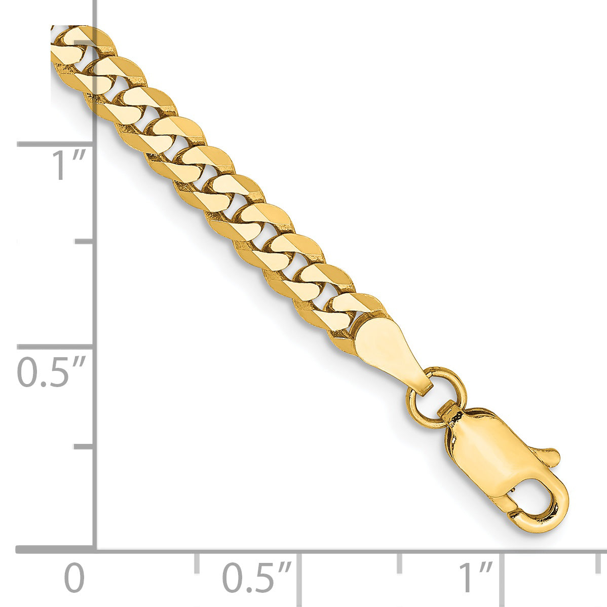 14K Yellow Gold Solid Curb Chain Necklace 3.9mm