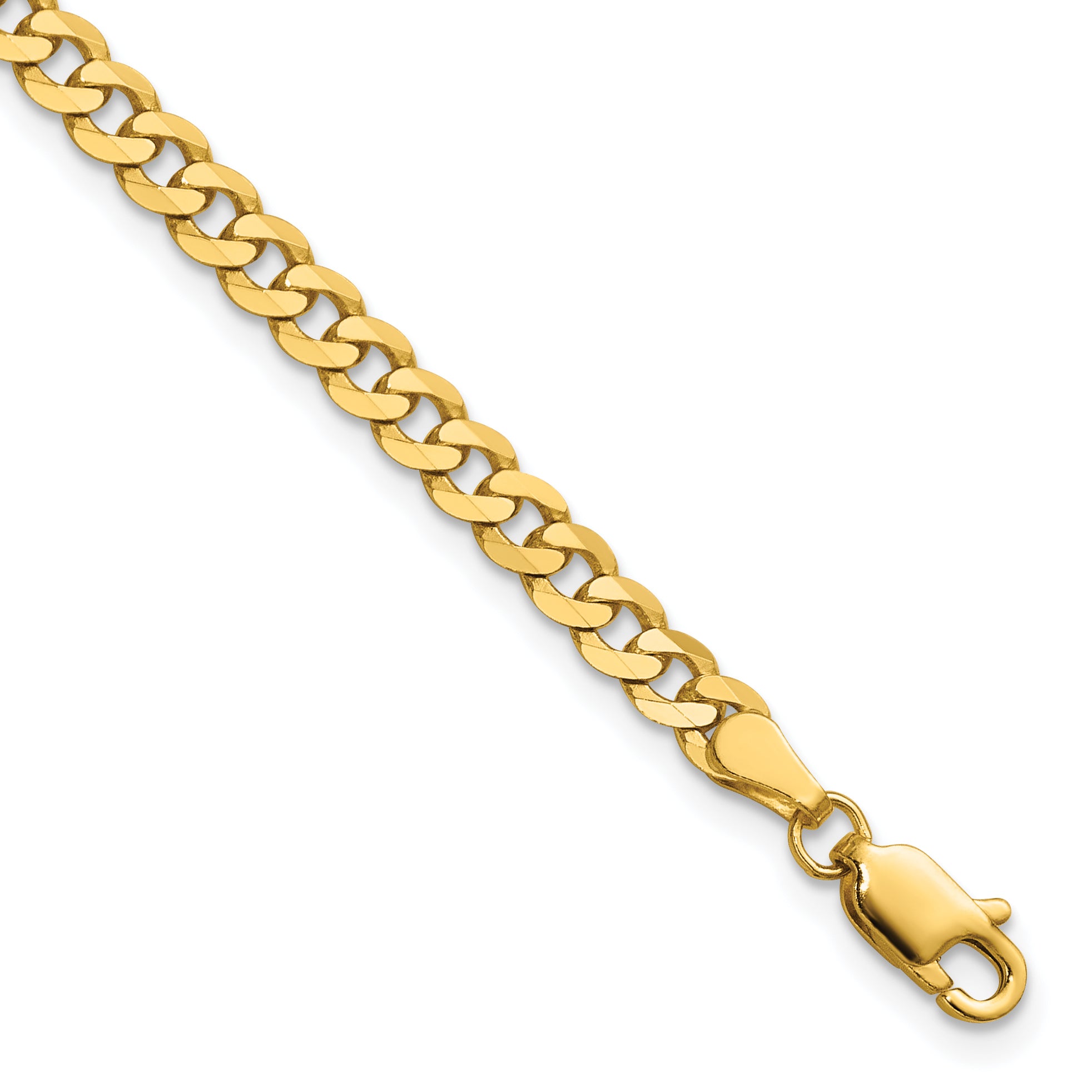 14K Yellow Gold Solid Curb Chain Necklace 3.9mm