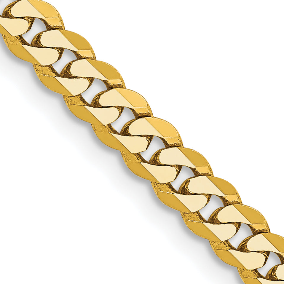 14K 3.9mm Flat Beveled Curb with Lobster Clasp Chain