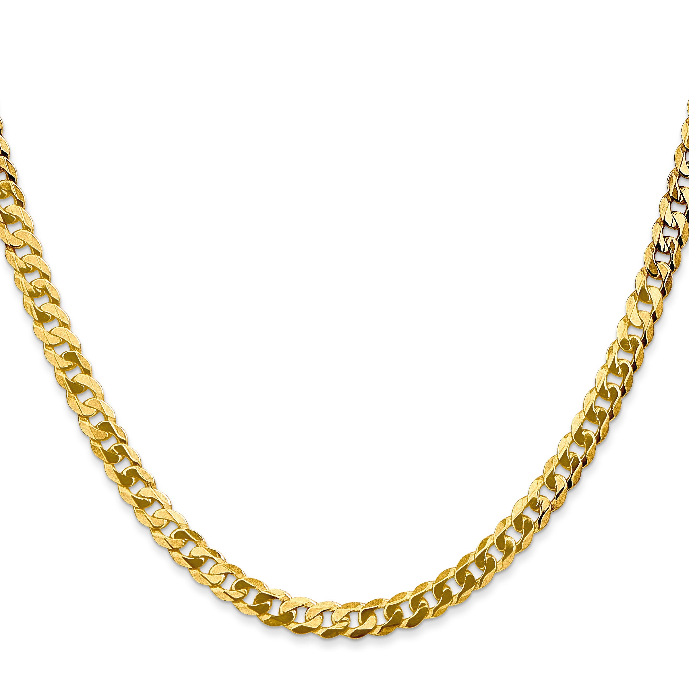 14K Yellow Gold Solid Curb Chain Necklace 4.75mm