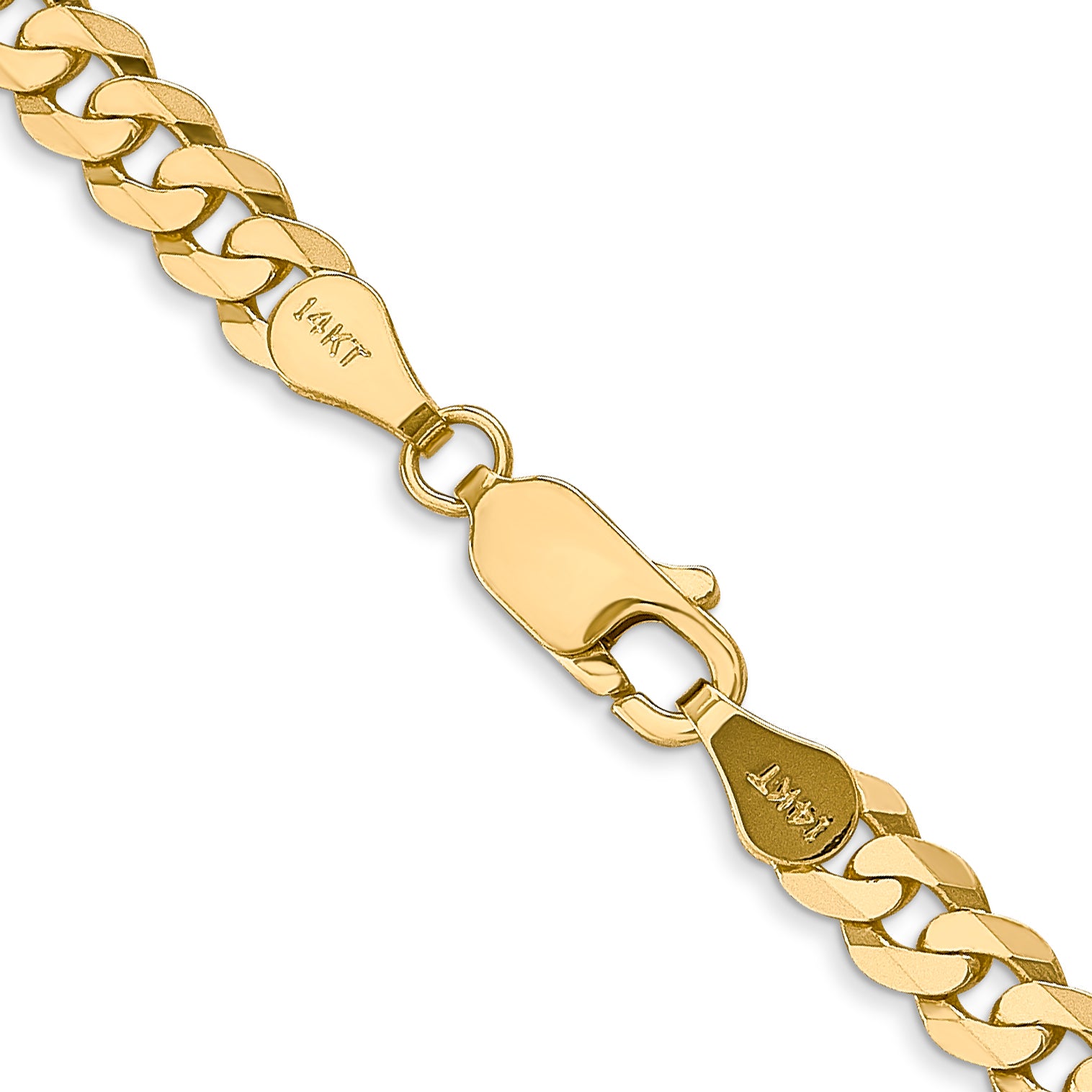 14K 30 inch 4.75mm Flat Beveled Curb with Lobster Clasp Chain