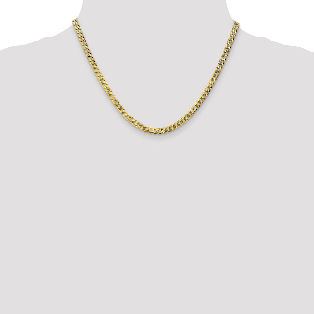 14K 4.75mm Flat Beveled Curb with Lobster Clasp Chain
