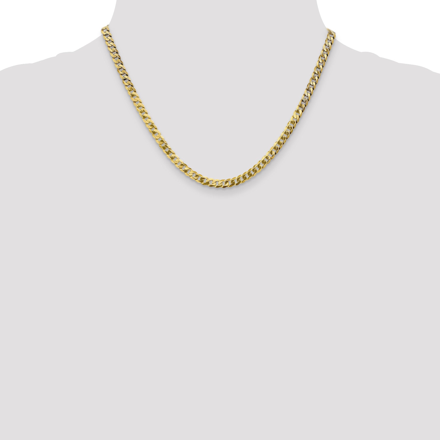 14K 4.75mm Flat Beveled Curb with Lobster Clasp Chain