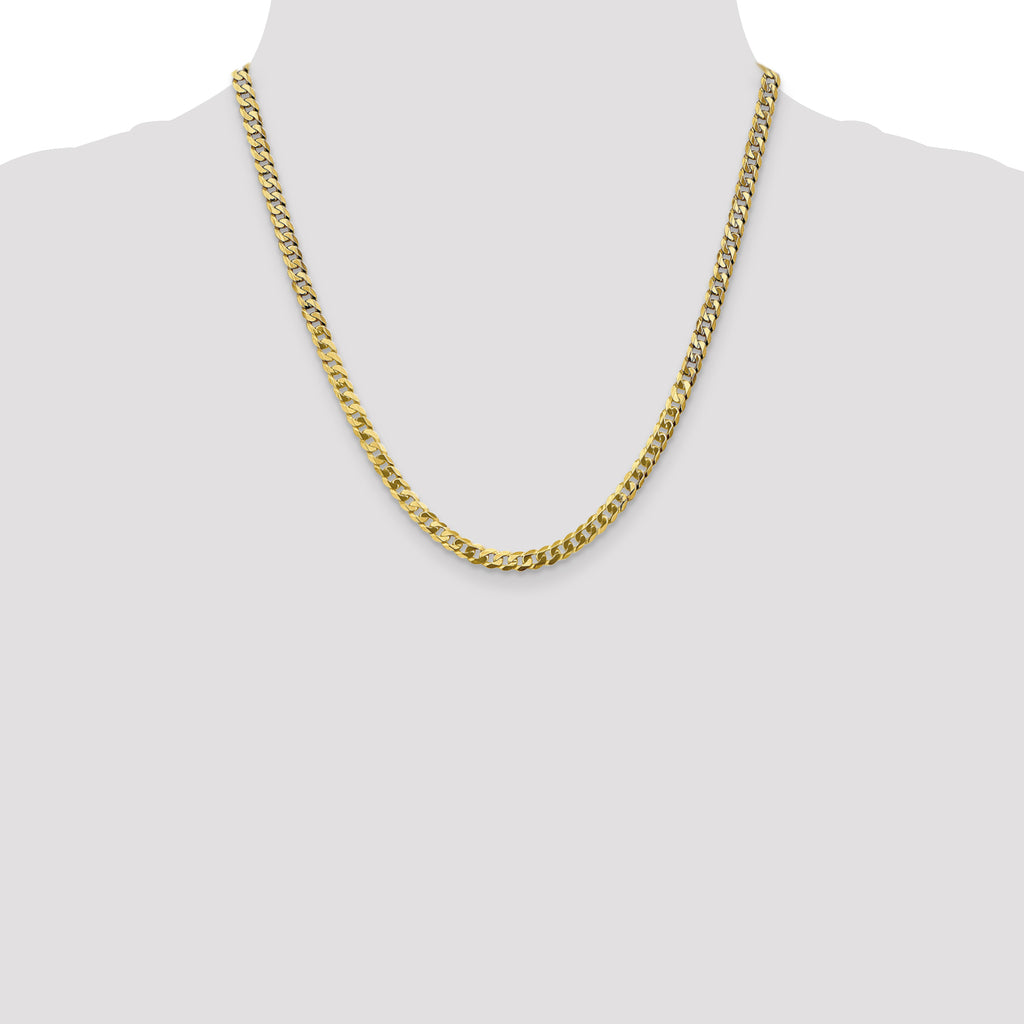 14K 4.75mm Flat Beveled Curb with Lobster Clasp Chain