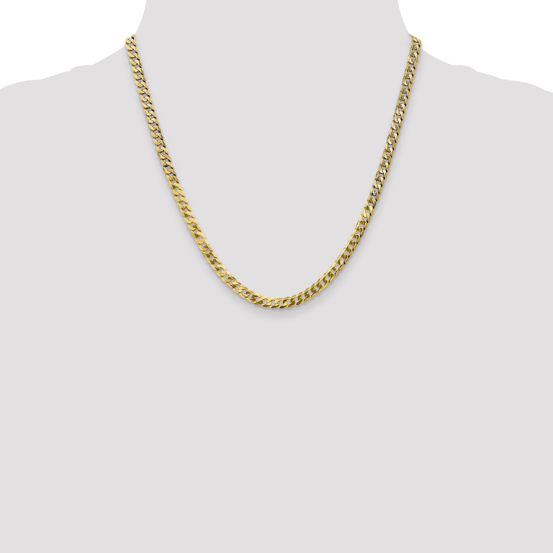 14K 4.75mm Flat Beveled Curb with Lobster Clasp Chain