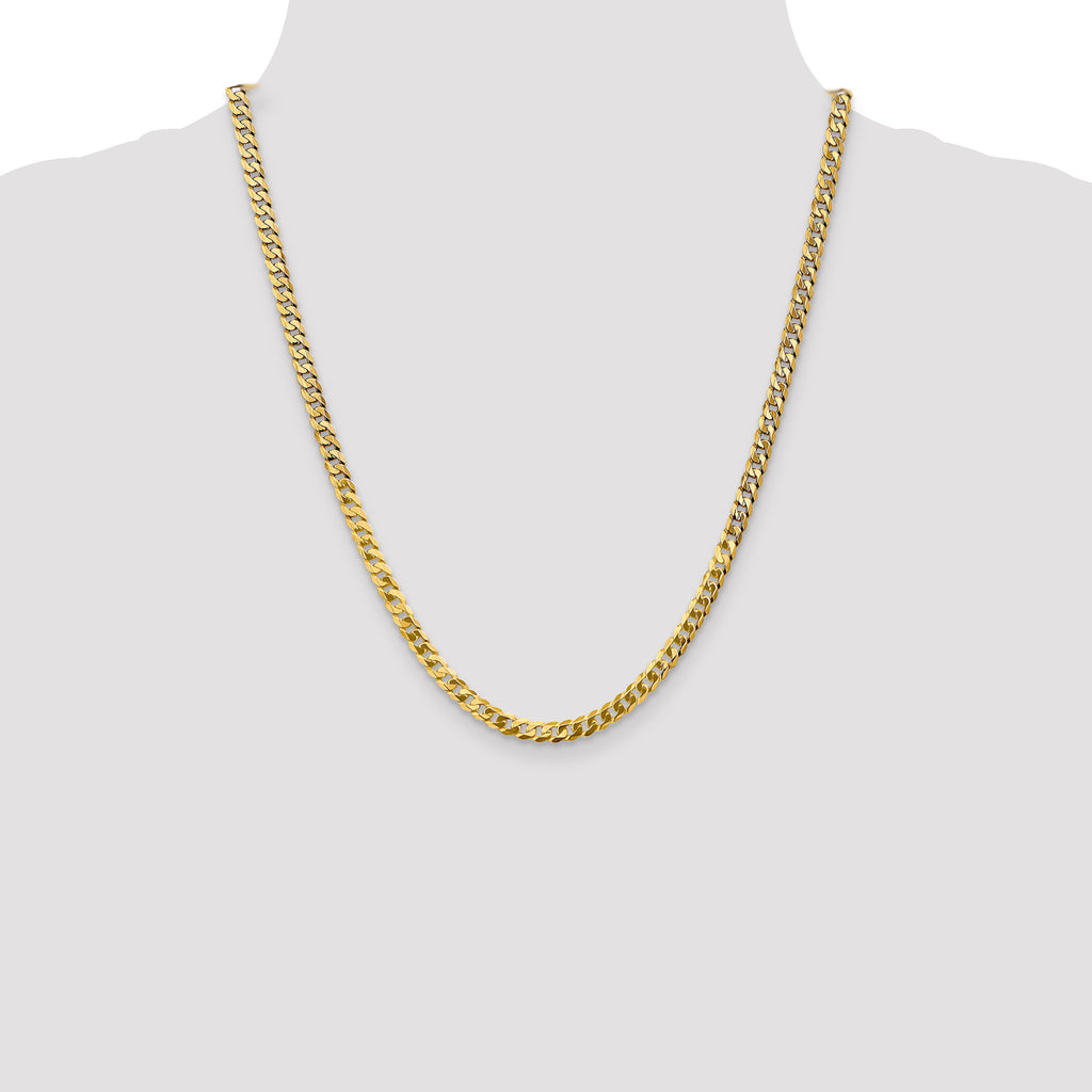 14K 4.75mm Flat Beveled Curb with Lobster Clasp Chain