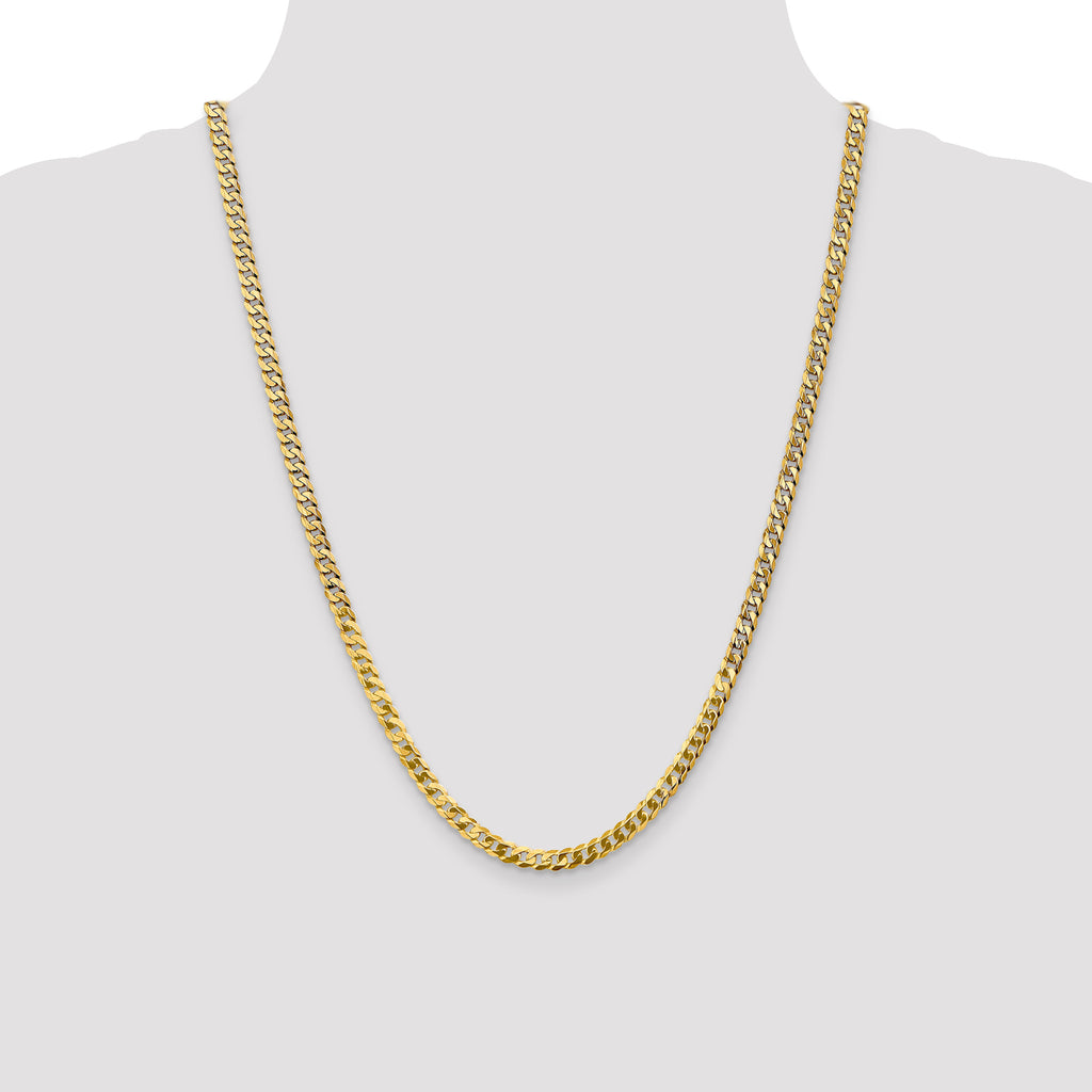 14K Yellow Gold Solid Curb Chain Necklace 4.75mm