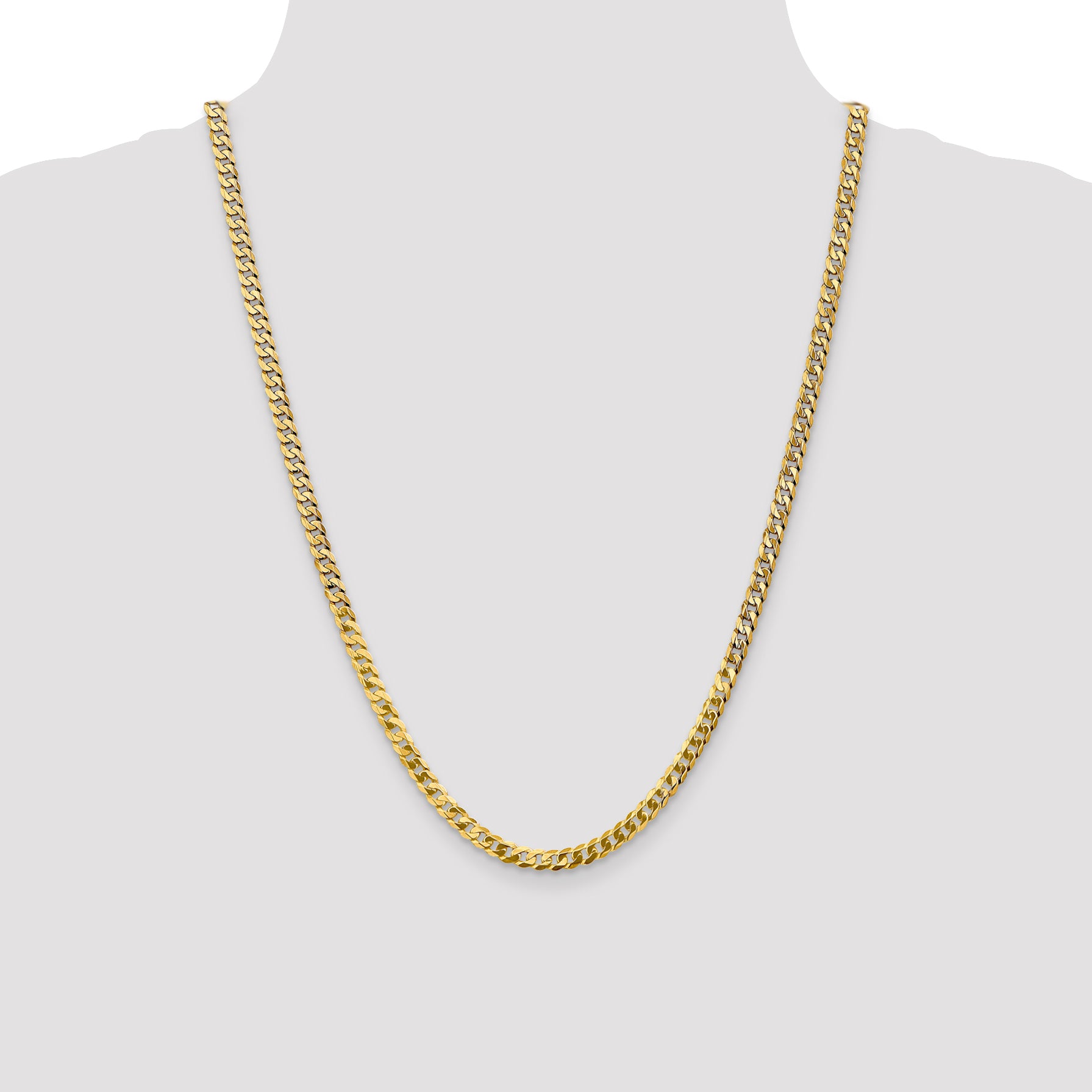 14K 24 inch 4.75mm Flat Beveled Curb with Lobster Clasp Chain