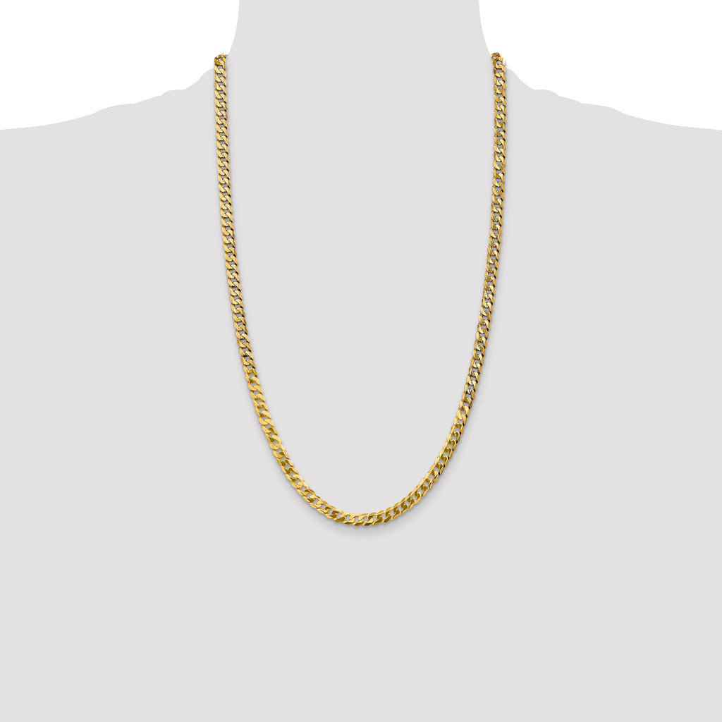 14K 26 inch 4.75mm Flat Beveled Curb with Lobster Clasp Chain