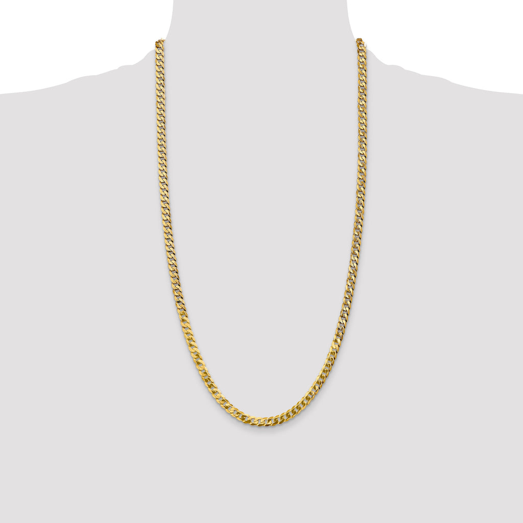 14K 4.75mm Flat Beveled Curb with Lobster Clasp Chain