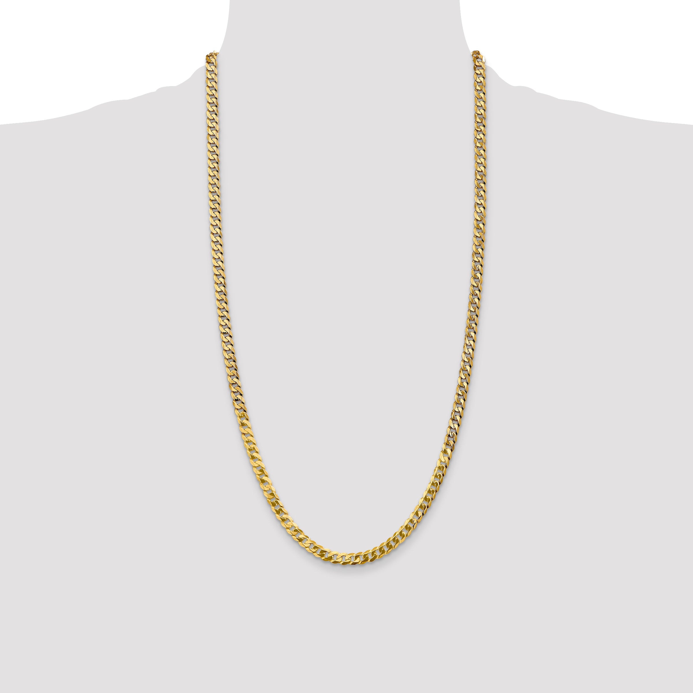 14K 28 inch 4.75mm Flat Beveled Curb with Lobster Clasp Chain