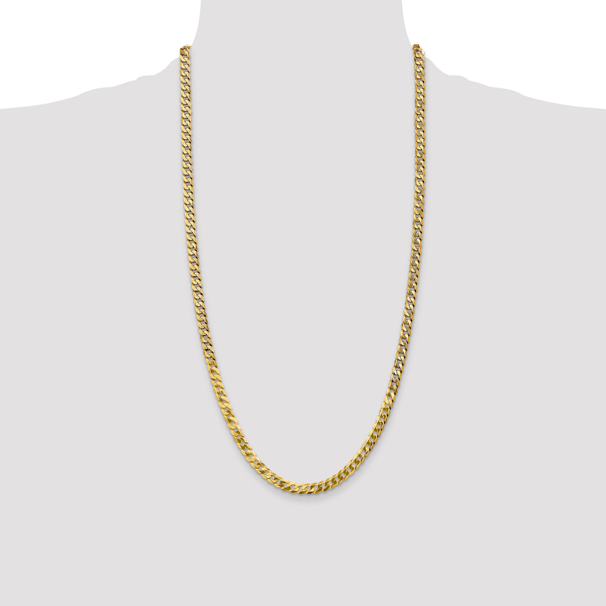 14K 28 inch 4.75mm Flat Beveled Curb with Lobster Clasp Chain