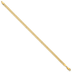 14K 9 inch 4.75mm Flat Beveled Curb with Lobster Clasp Chain