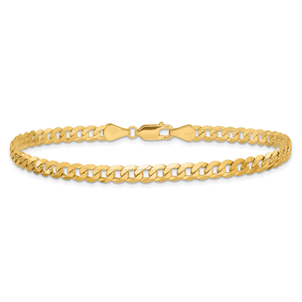14K 8 inch 4.75mm Flat Beveled Curb with Lobster Clasp Bracelet