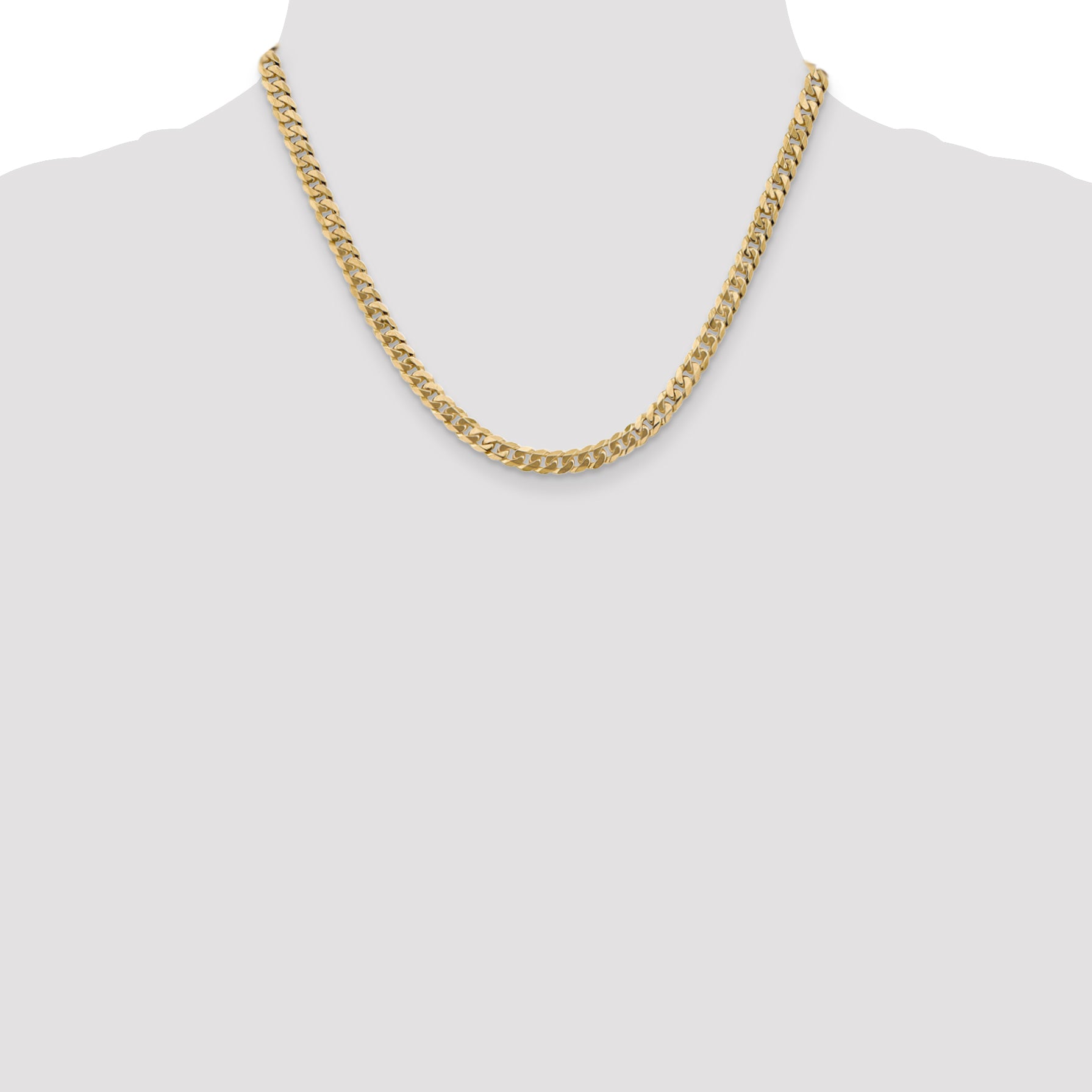14K 18 inch 5.75mm Flat Beveled Curb with Lobster Clasp Chain