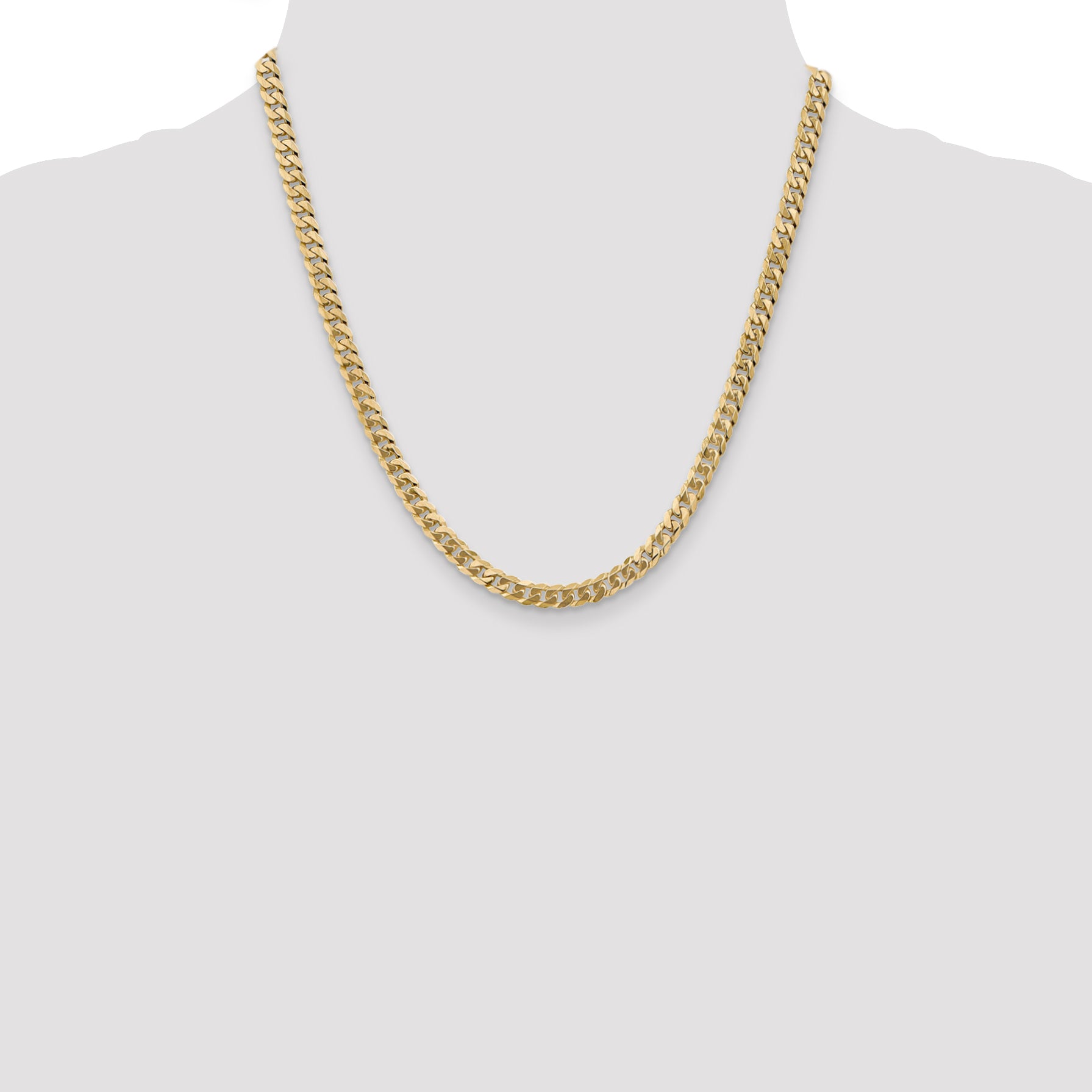 14K 20 inch 5.75mm Flat Beveled Curb with Lobster Clasp Chain