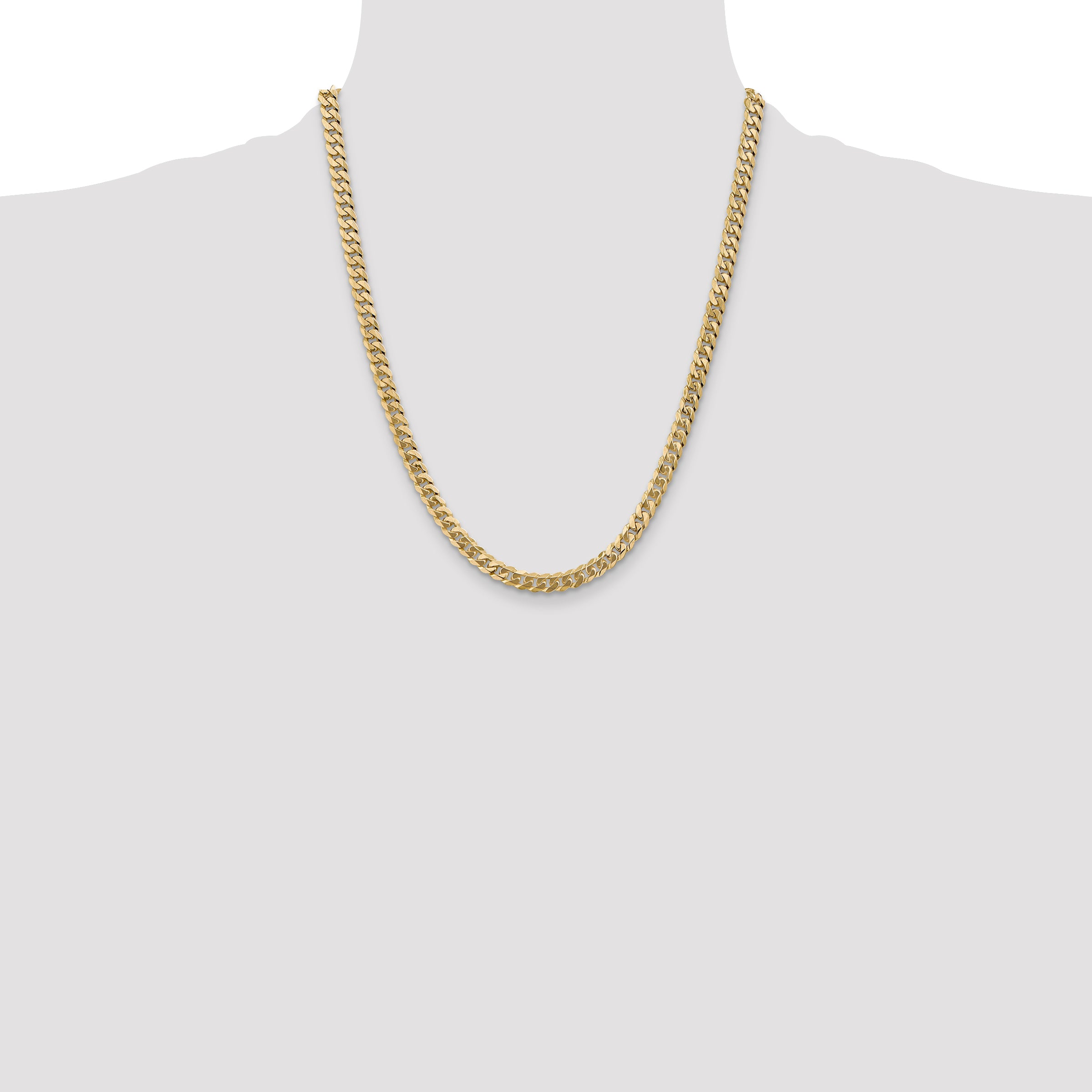 14K 22 inch 5.75mm Flat Beveled Curb with Lobster Clasp Chain