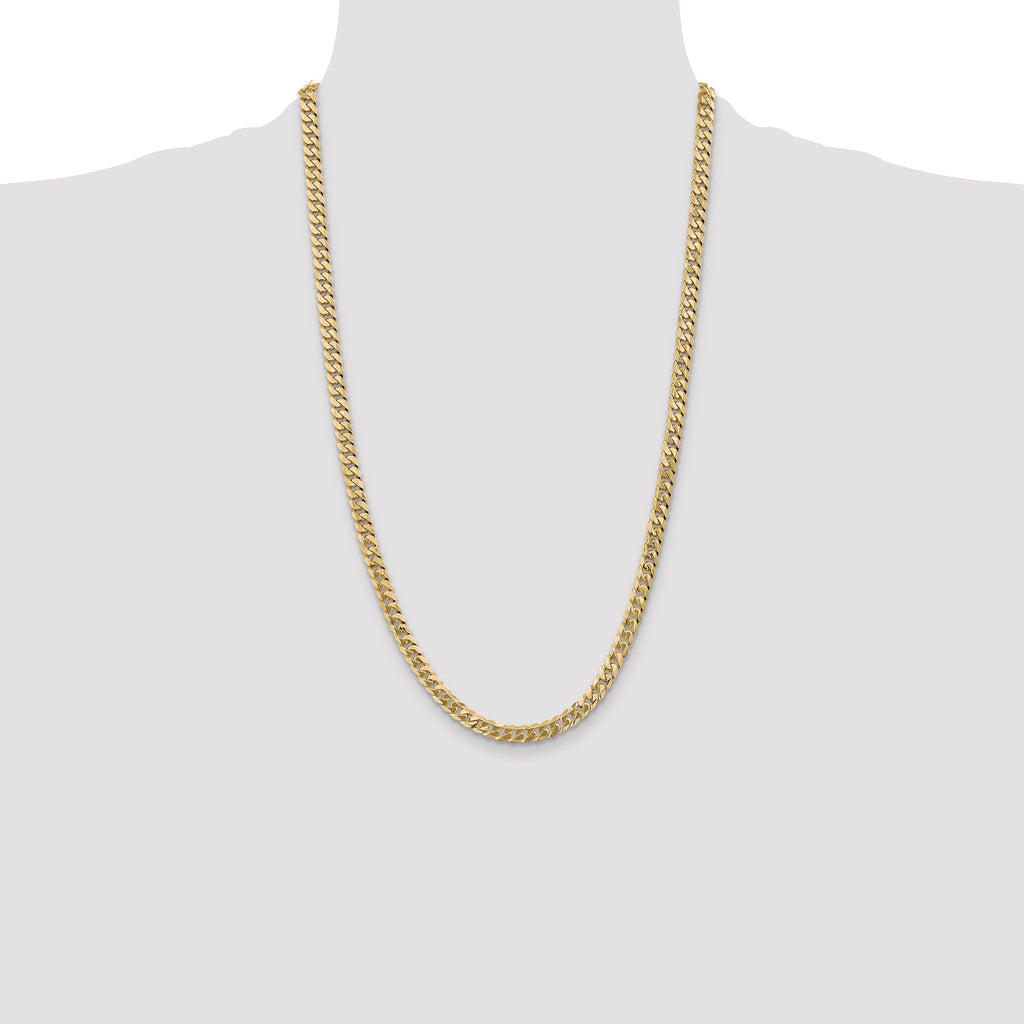 14K 5.75mm Flat Beveled Curb with Lobster Clasp Chain