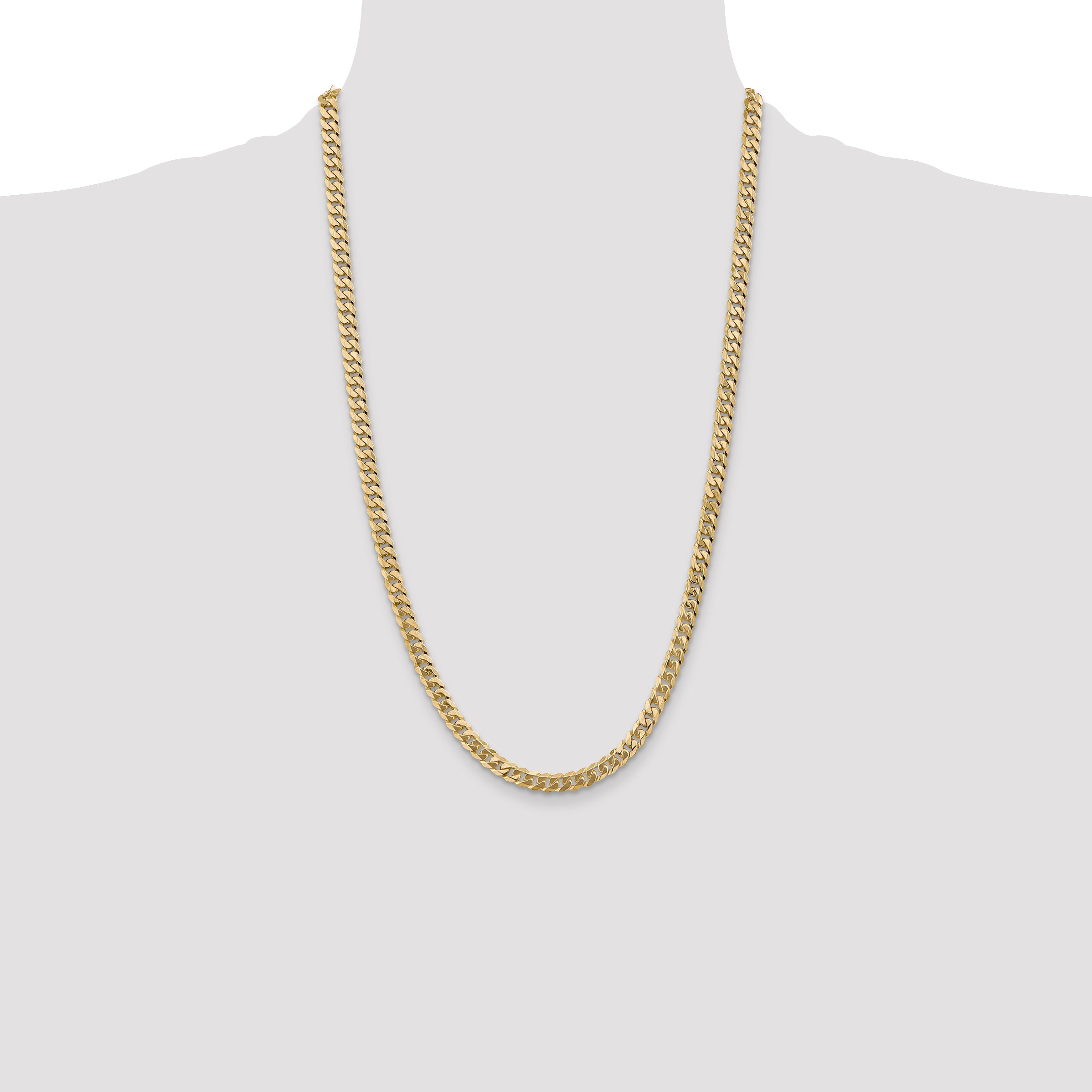 14K 5.75mm Flat Beveled Curb with Lobster Clasp Chain