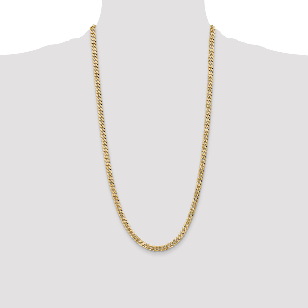 14K 5.75mm Flat Beveled Curb with Lobster Clasp Chain