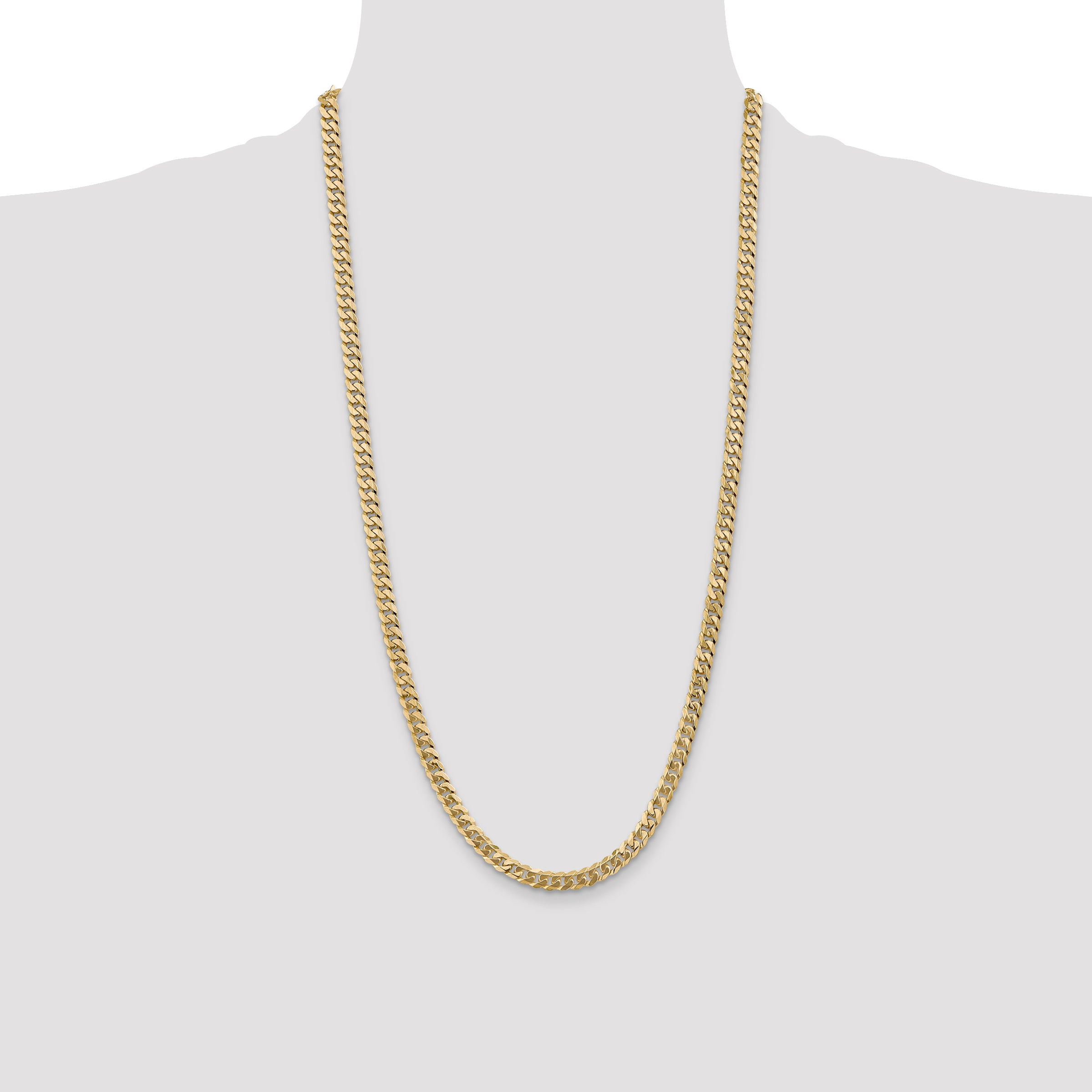 14K 5.75mm Flat Beveled Curb with Lobster Clasp Chain