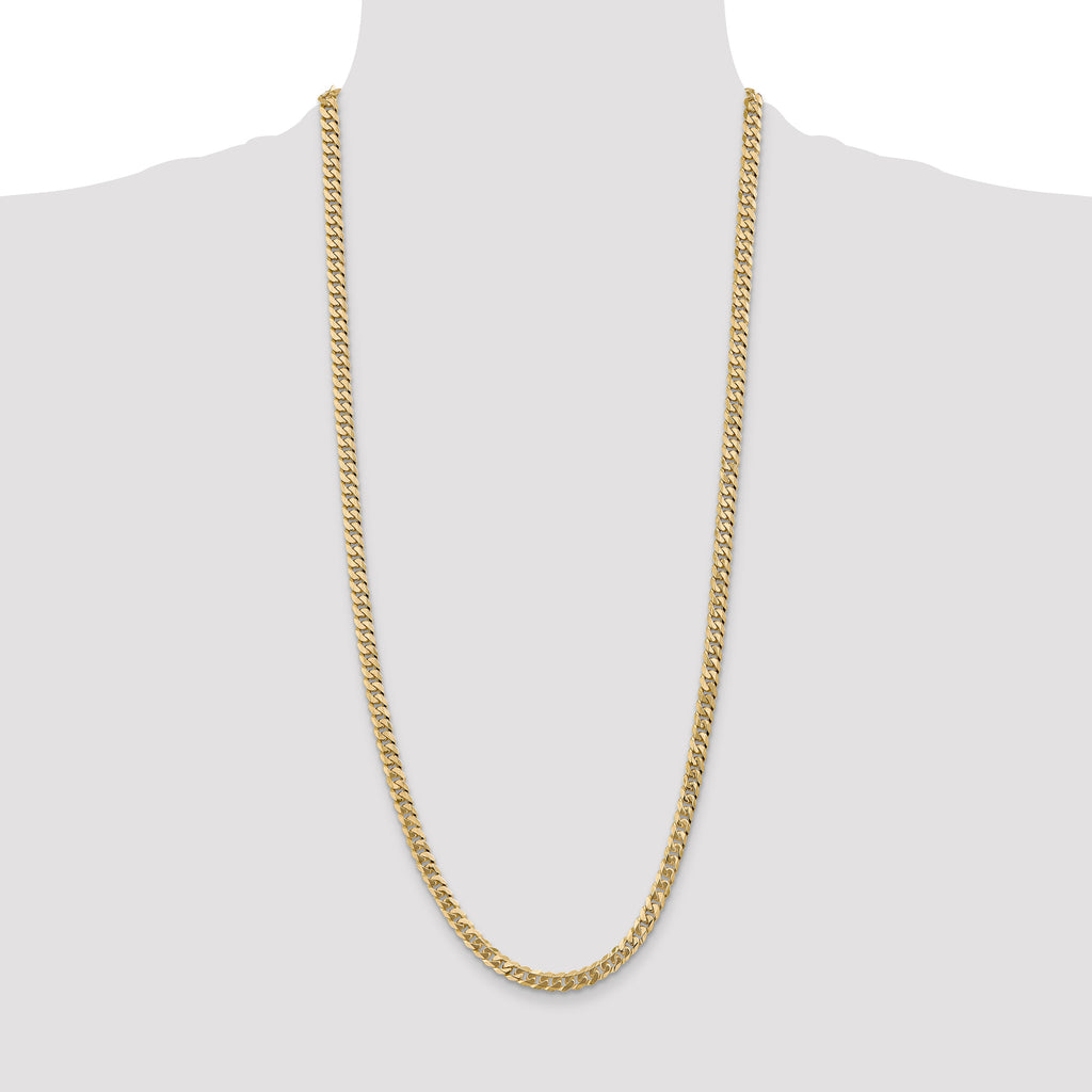 14K 5.75mm Flat Beveled Curb with Lobster Clasp Chain