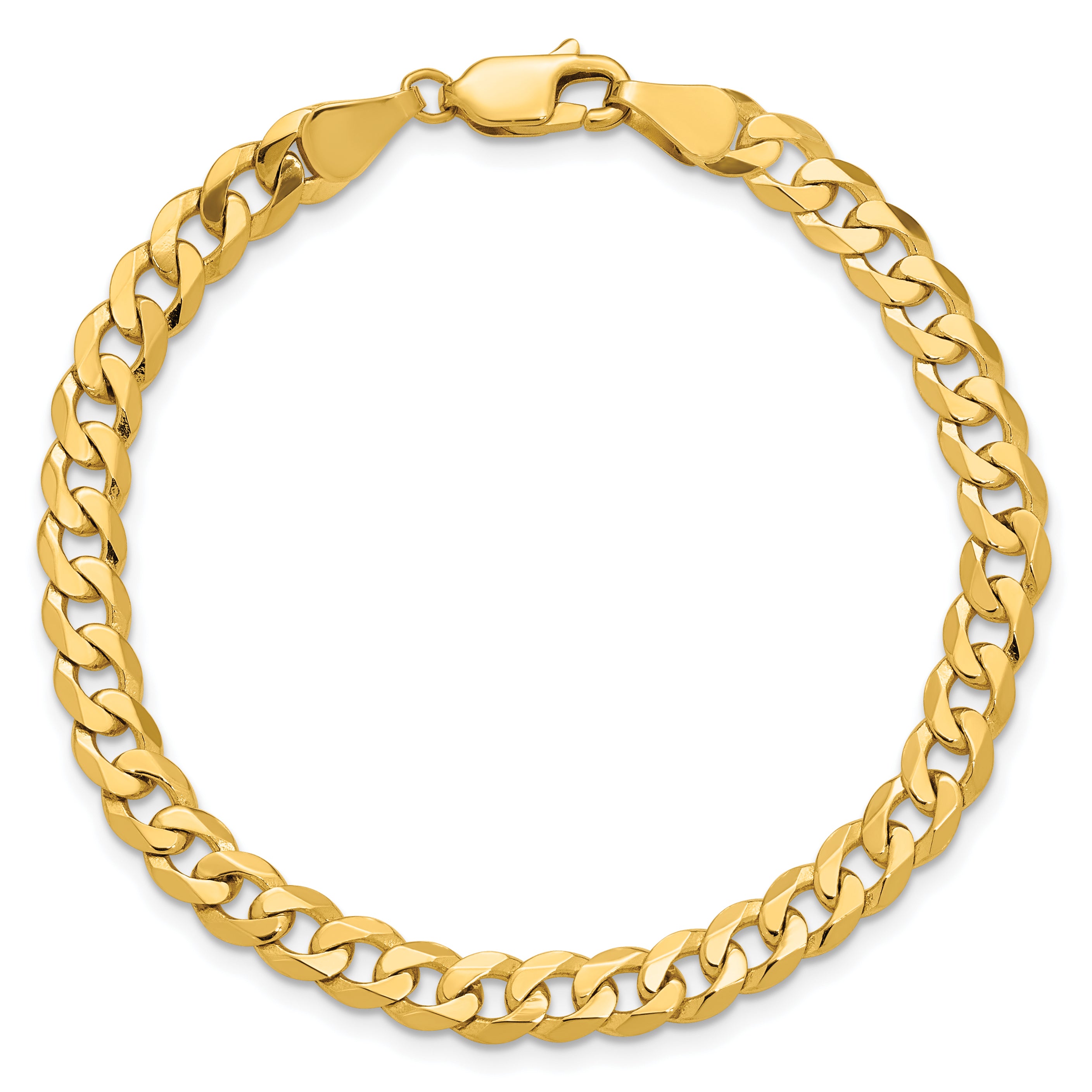 14K 9 inch 5.75mm Flat Beveled Curb with Lobster Clasp Chain