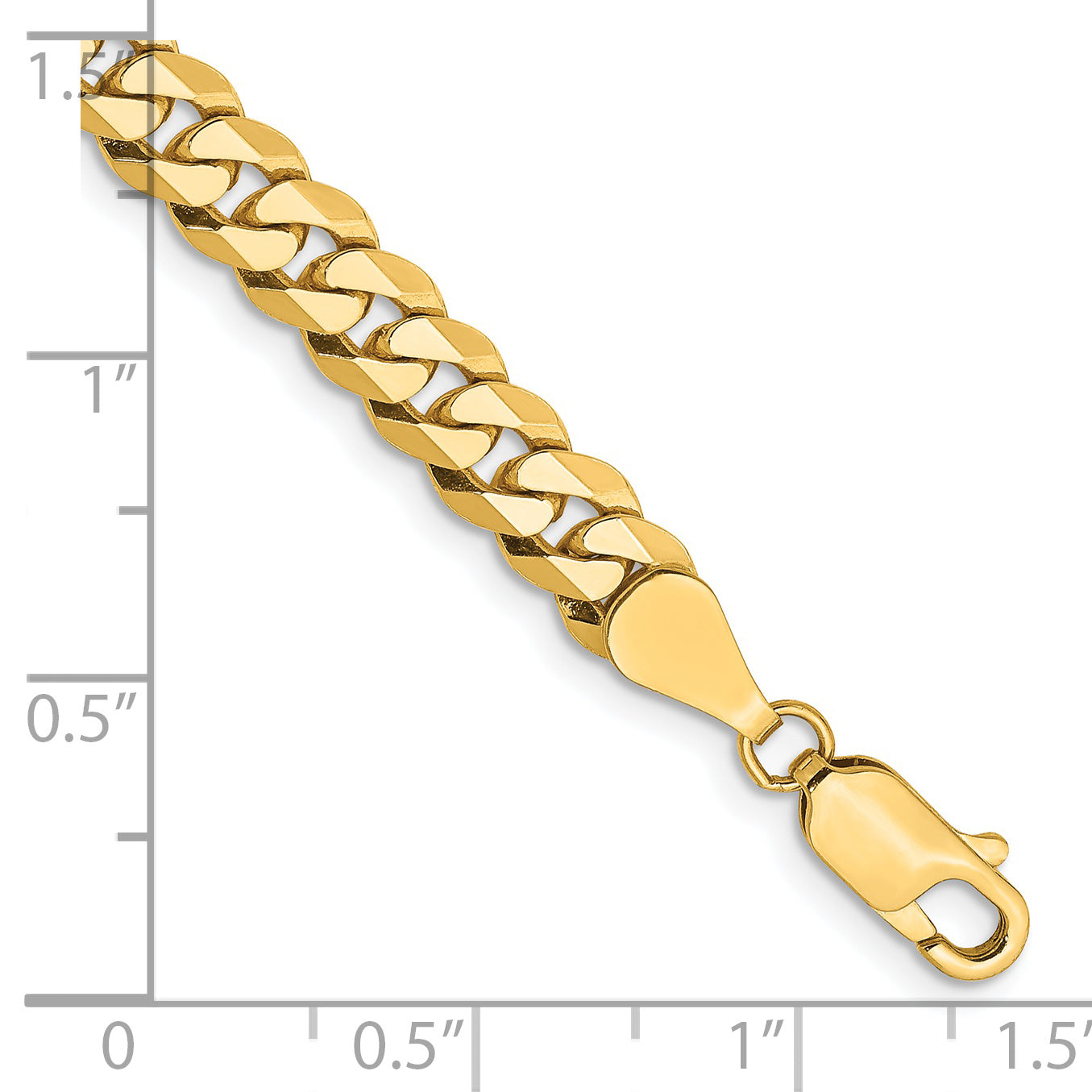 14K 9 inch 5.75mm Flat Beveled Curb with Lobster Clasp Chain