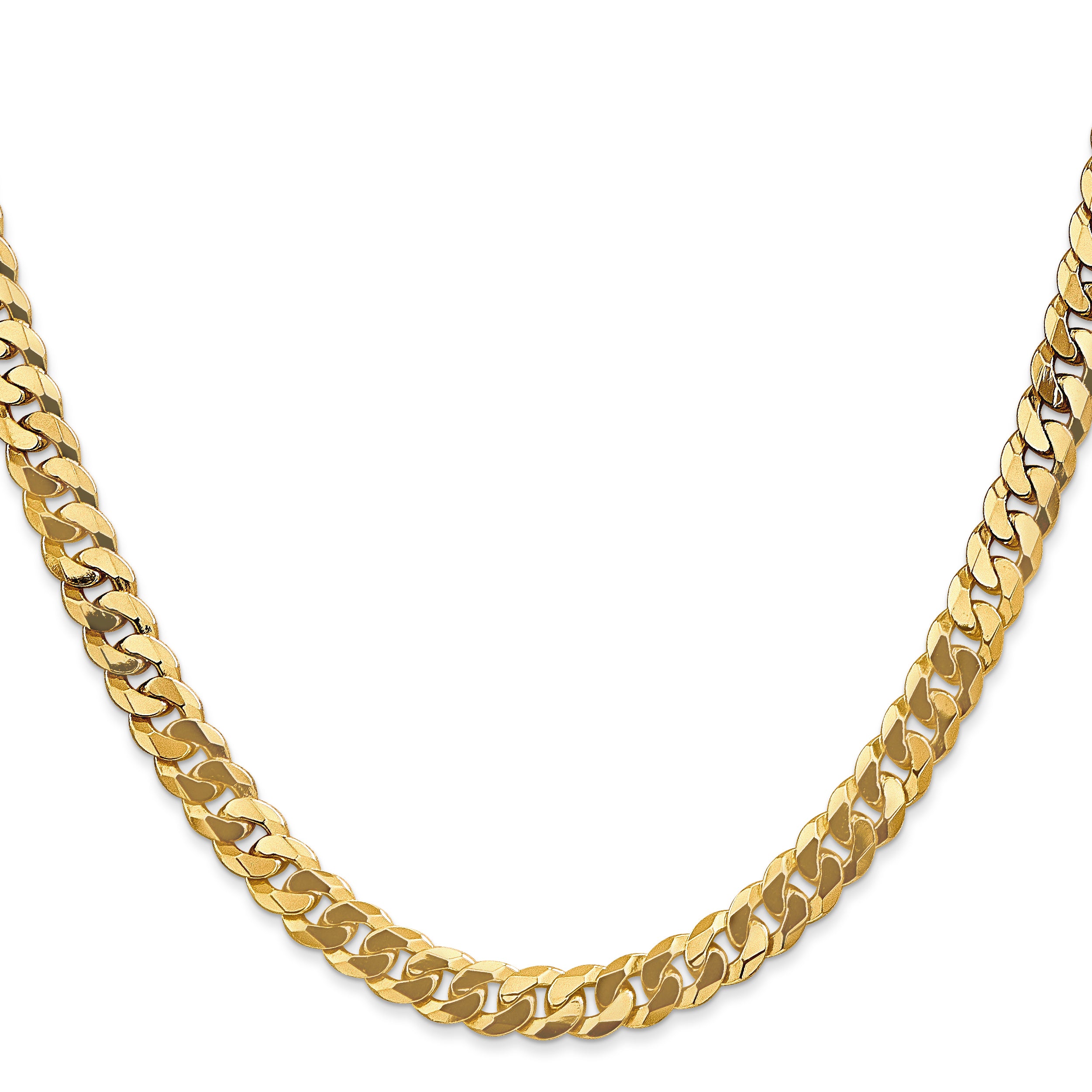 14K 30 inch 6.25mm Flat Beveled Curb with Lobster Clasp Chain