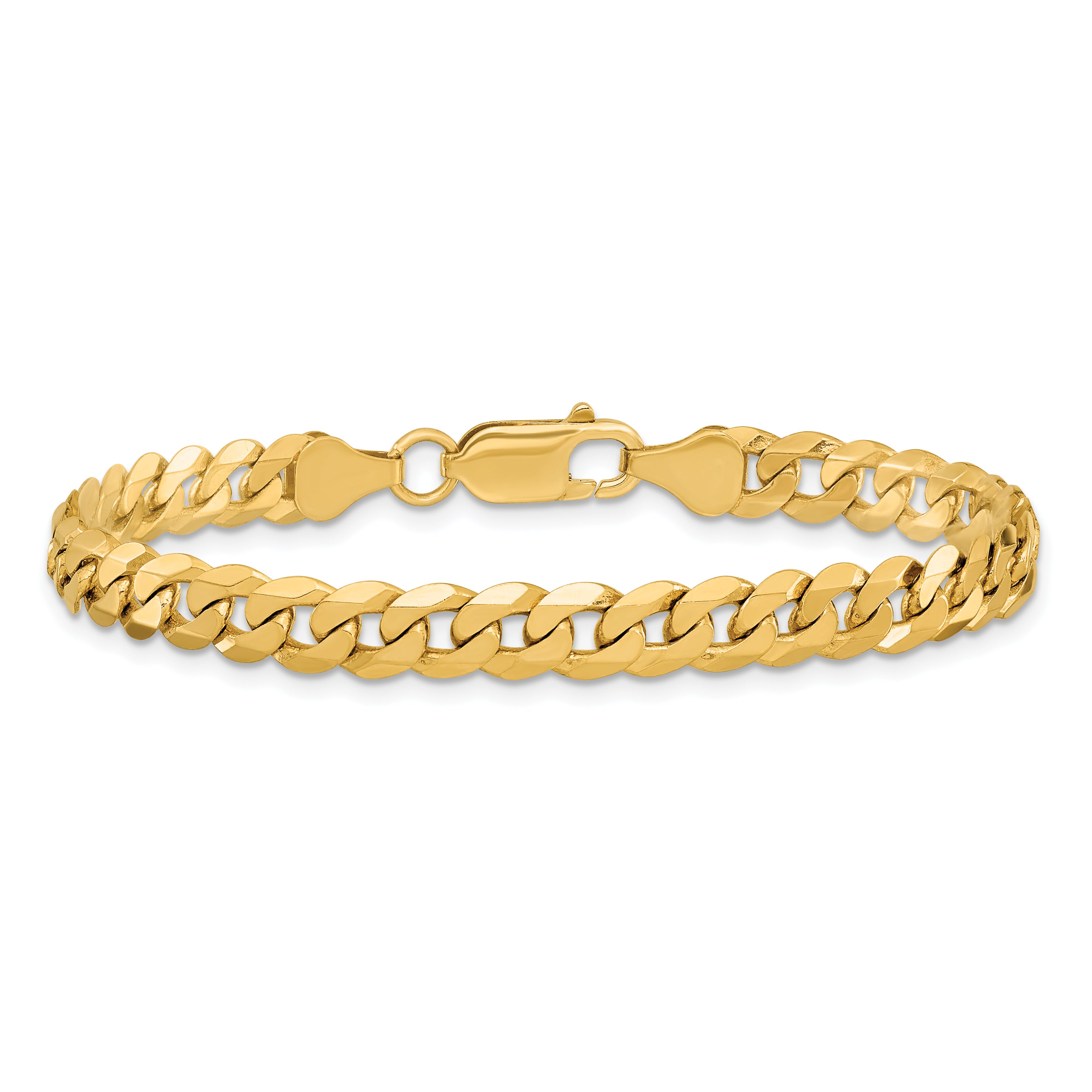 14K 9 inch 6.25mm Flat Beveled Curb with Lobster Clasp Chain