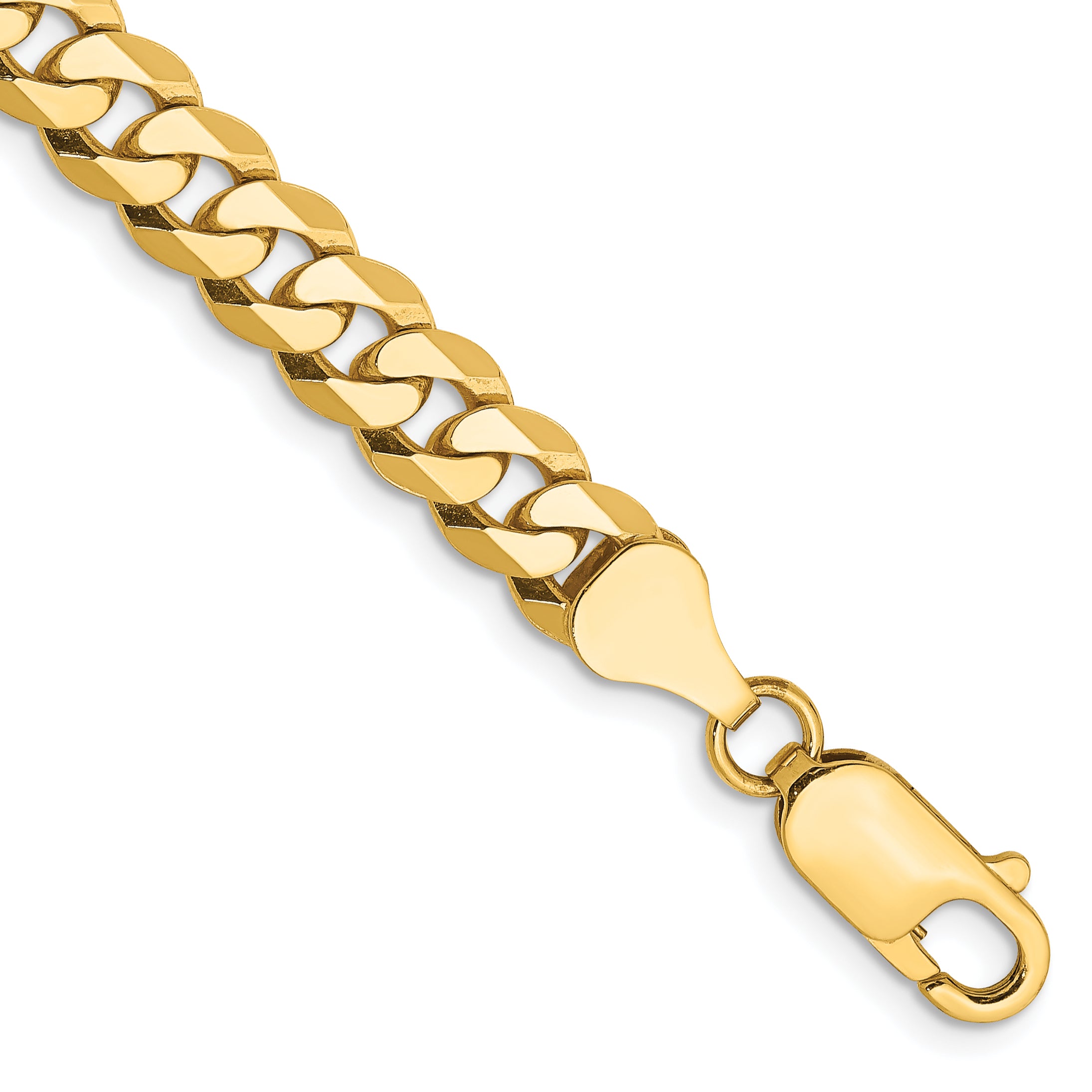 14K 9 inch 6.25mm Flat Beveled Curb with Lobster Clasp Chain Main image