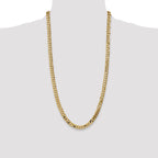 14K 28 inch 7.25mm Flat Beveled Curb with Lobster Clasp Chain