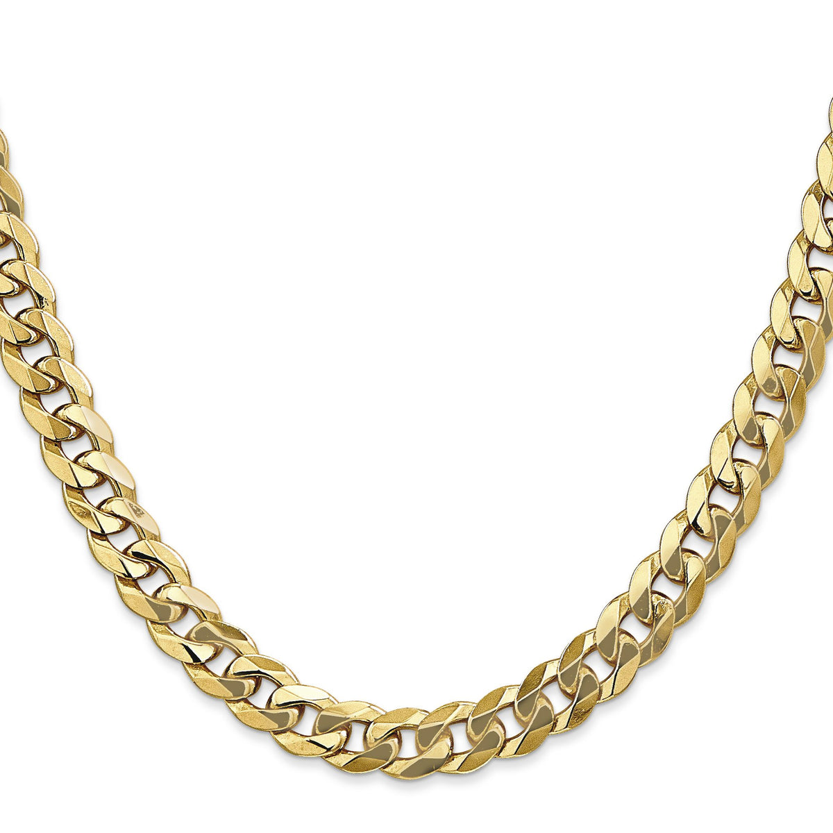 14K 8 inch 8mm Flat Beveled Curb with Lobster Clasp Bracelet - Sophia Jewelers