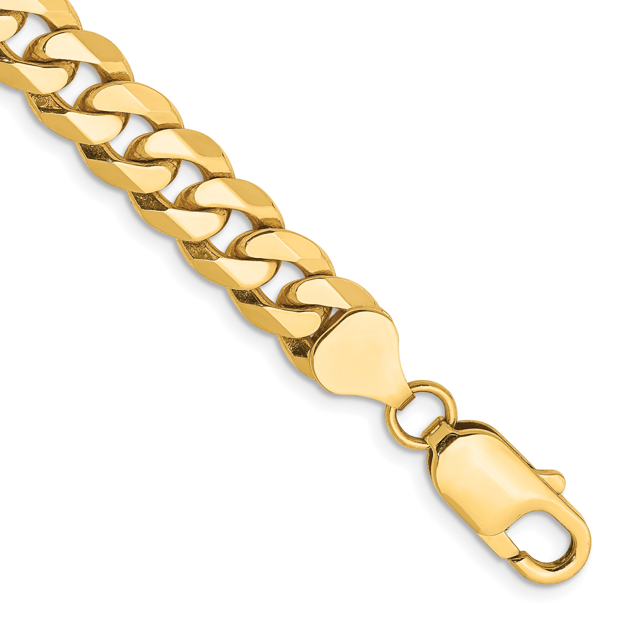 14K 9 inch 8mm Flat Beveled Curb with Lobster Clasp Chain Main image