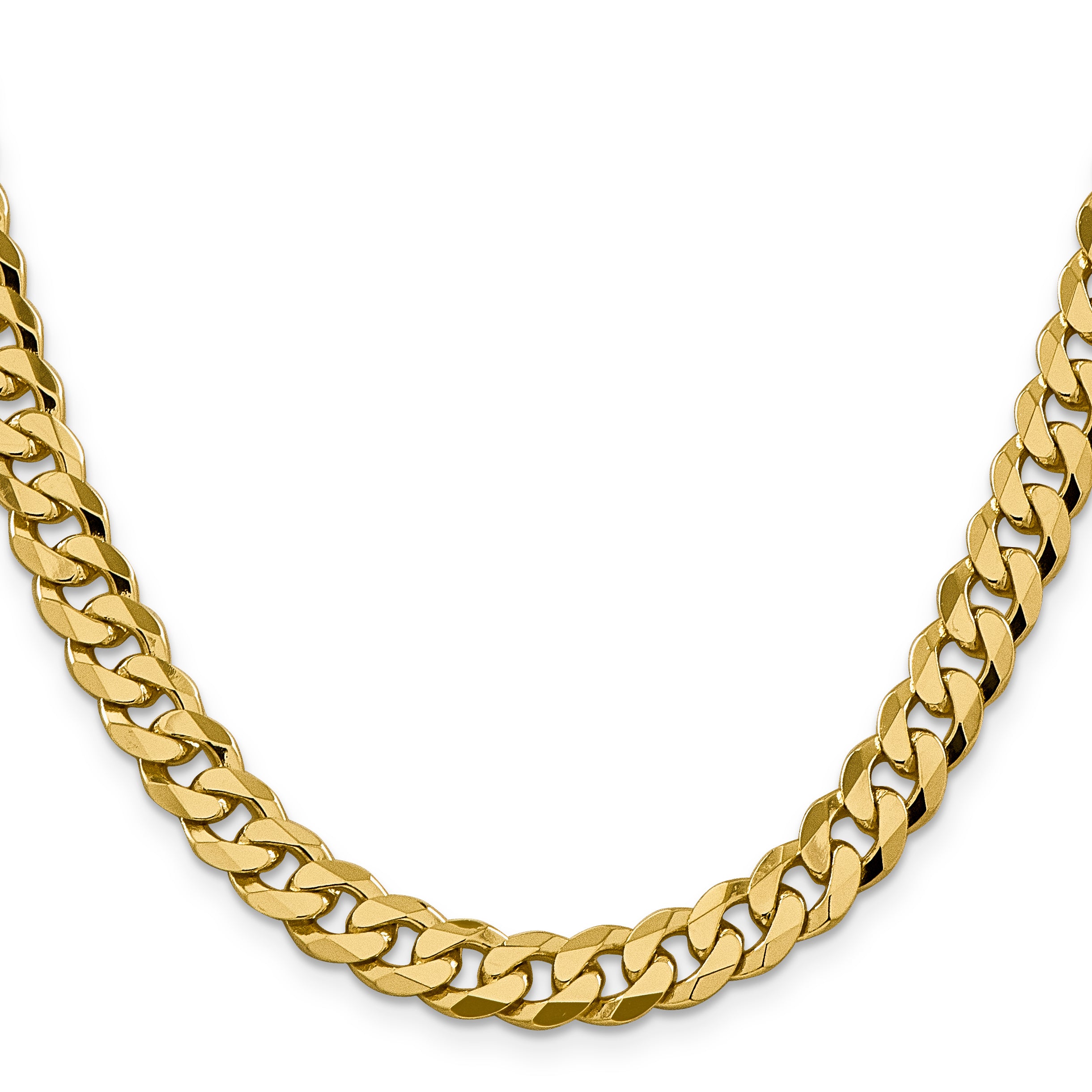 14K 28 inch 8.5mm Flat Beveled Curb with Lobster Clasp Chain