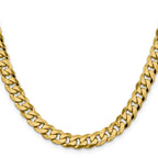 14K 28 inch 8.5mm Flat Beveled Curb with Lobster Clasp Chain