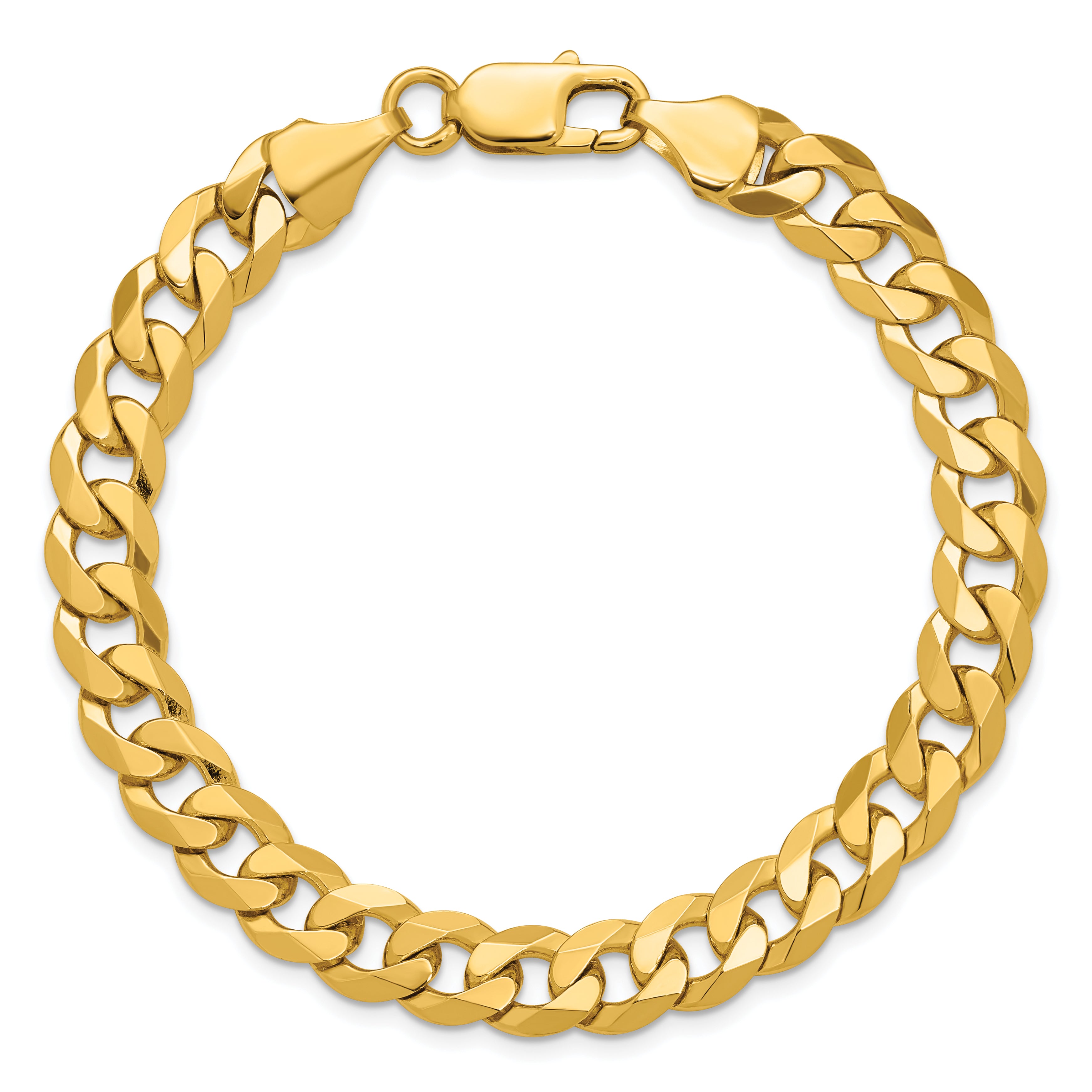 14K 9 inch 8.5mm Flat Beveled Curb with Lobster Clasp Chain